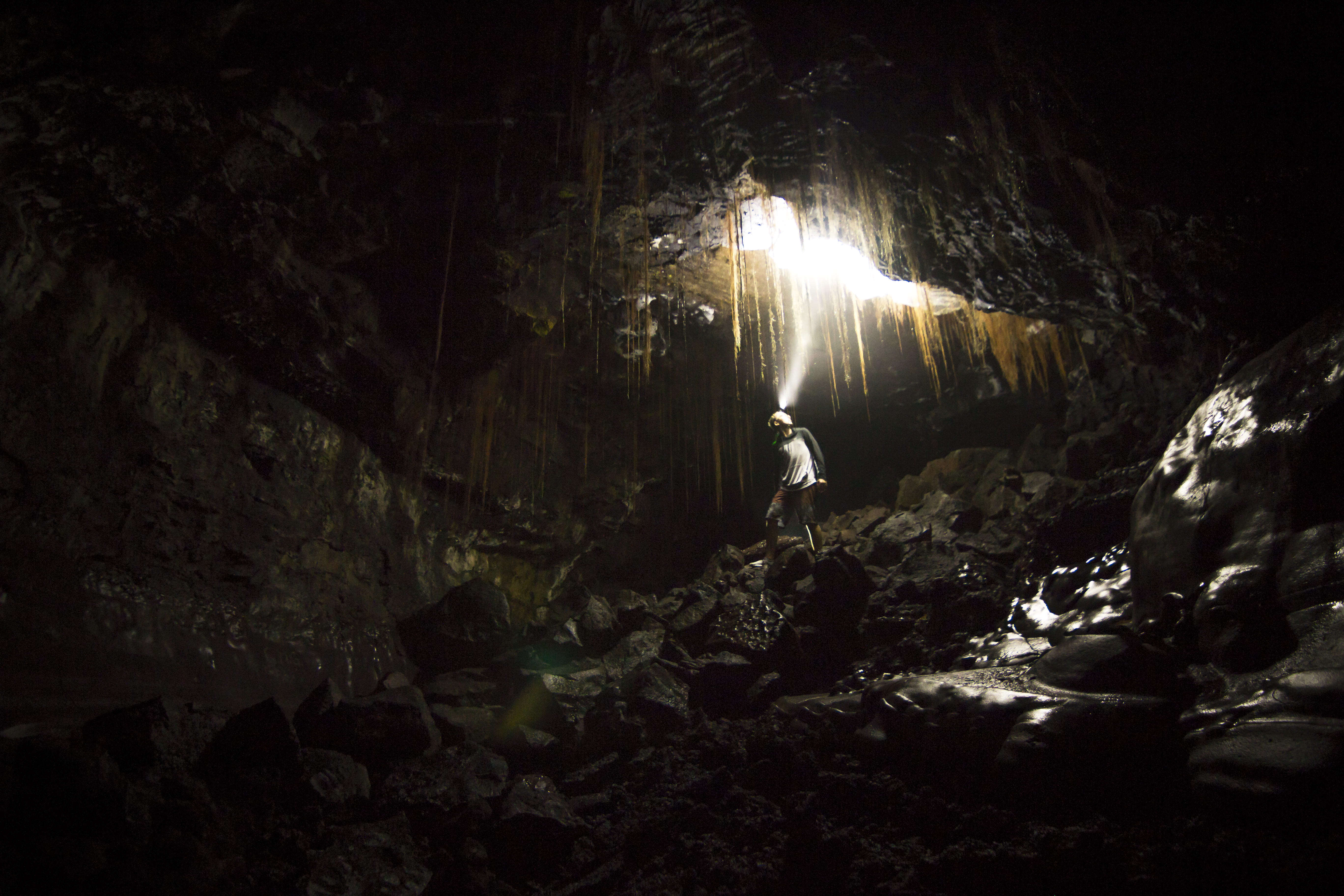 5K, cave, adventure, full length, discovery, nature, one person, solid, torchlight, man, racks, adult, outdoors, exploration, geology, night, person, rock - object, HD Wallpaper