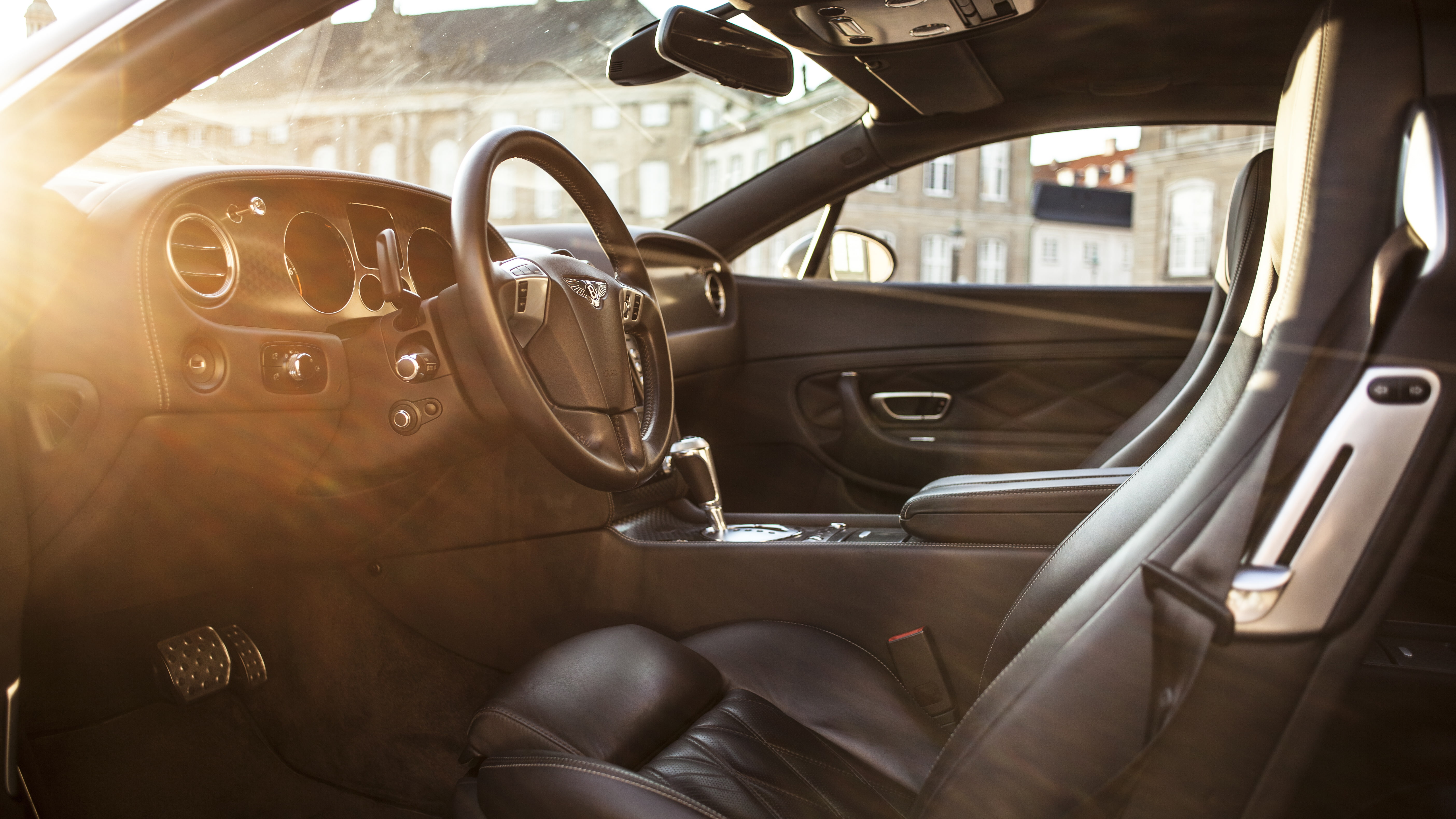 seat, 5K, Bentley Continental GT, Bentley, car, mode of transportation, interior, sun rays, leather, transportation, day, land vehicle, vehicle seat, retro styled, HD Wallpaper