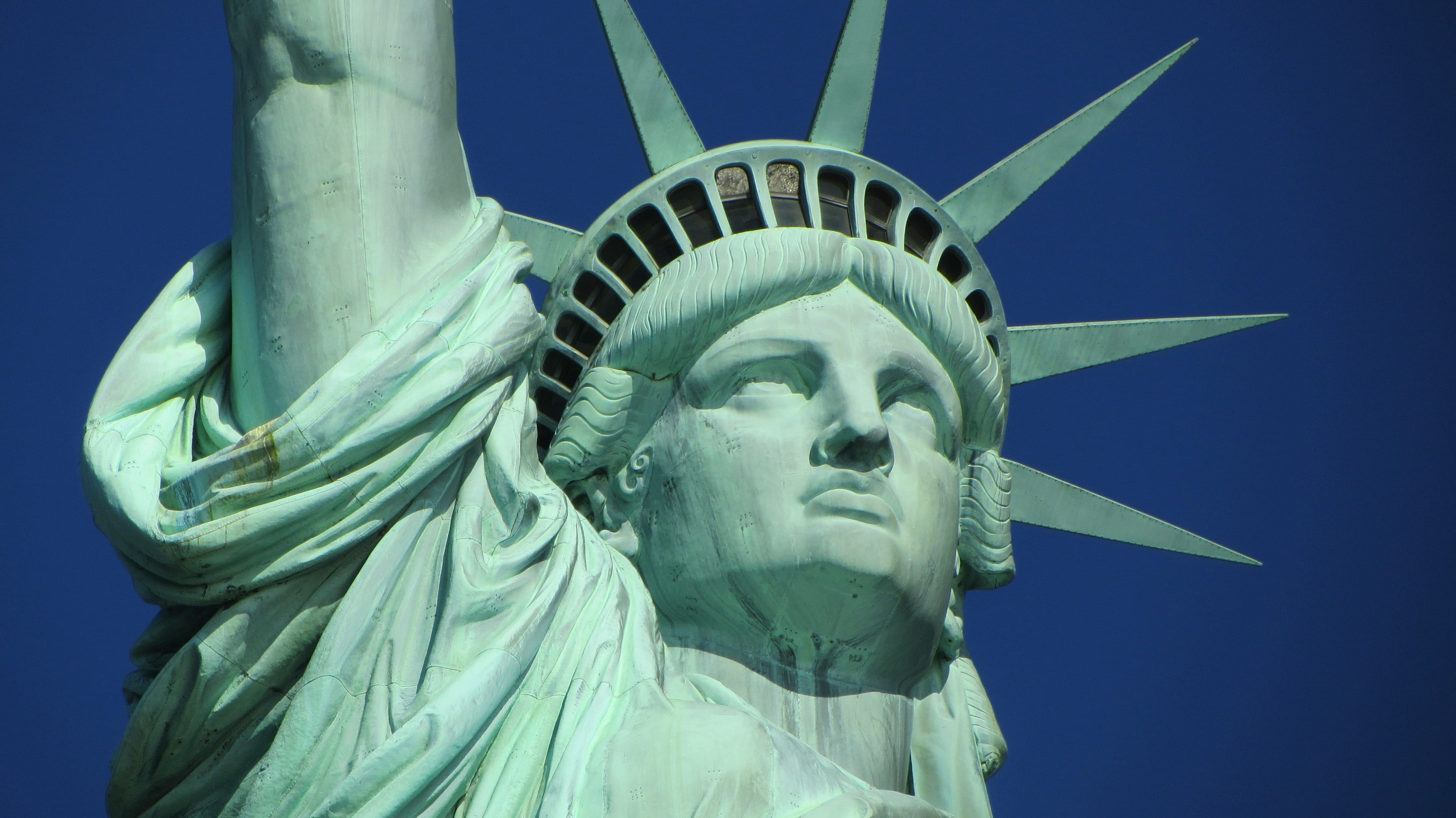 history, new york, royalty, outdoors, ny, statue, art and craft, architecture, nature, travel destinations, freedom, statue of liberty, lady liberty, clear sky, HD Wallpaper