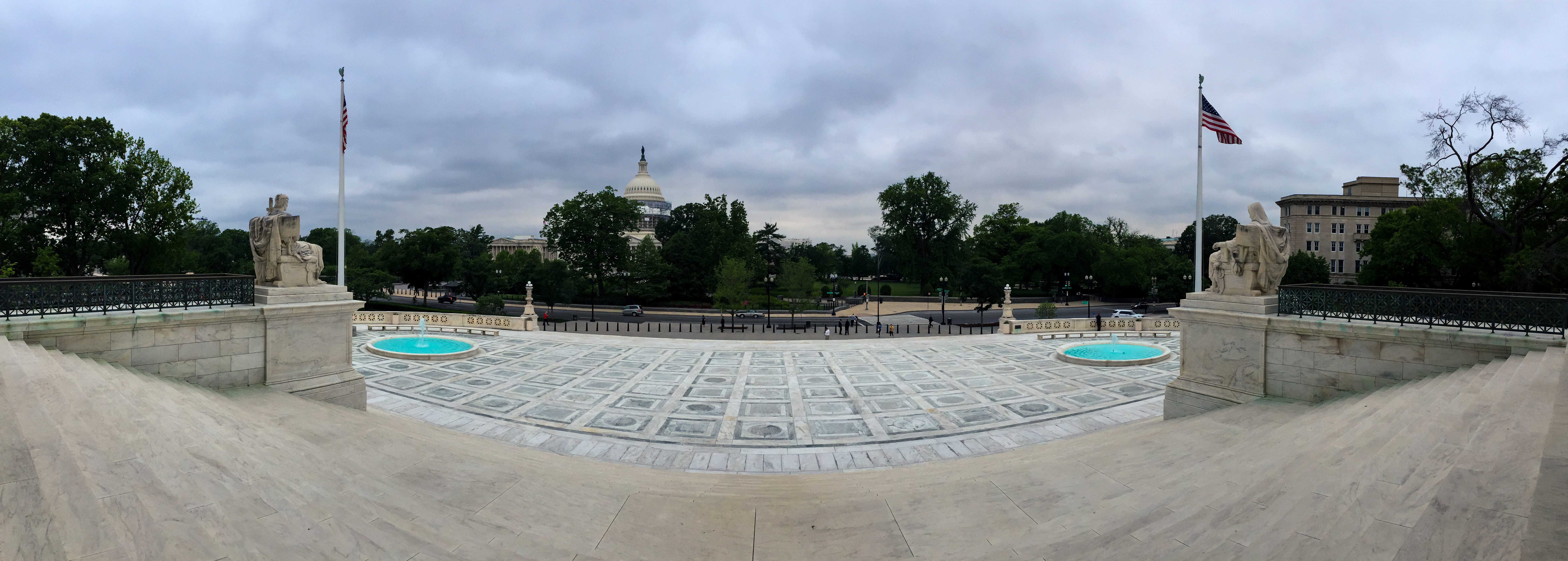 panoramic, day, united states, architecture, washington, built structure, us capital, washington dc, tree, patriotism, panorama, law, plant, flag, cloud - sky, HD Wallpaper