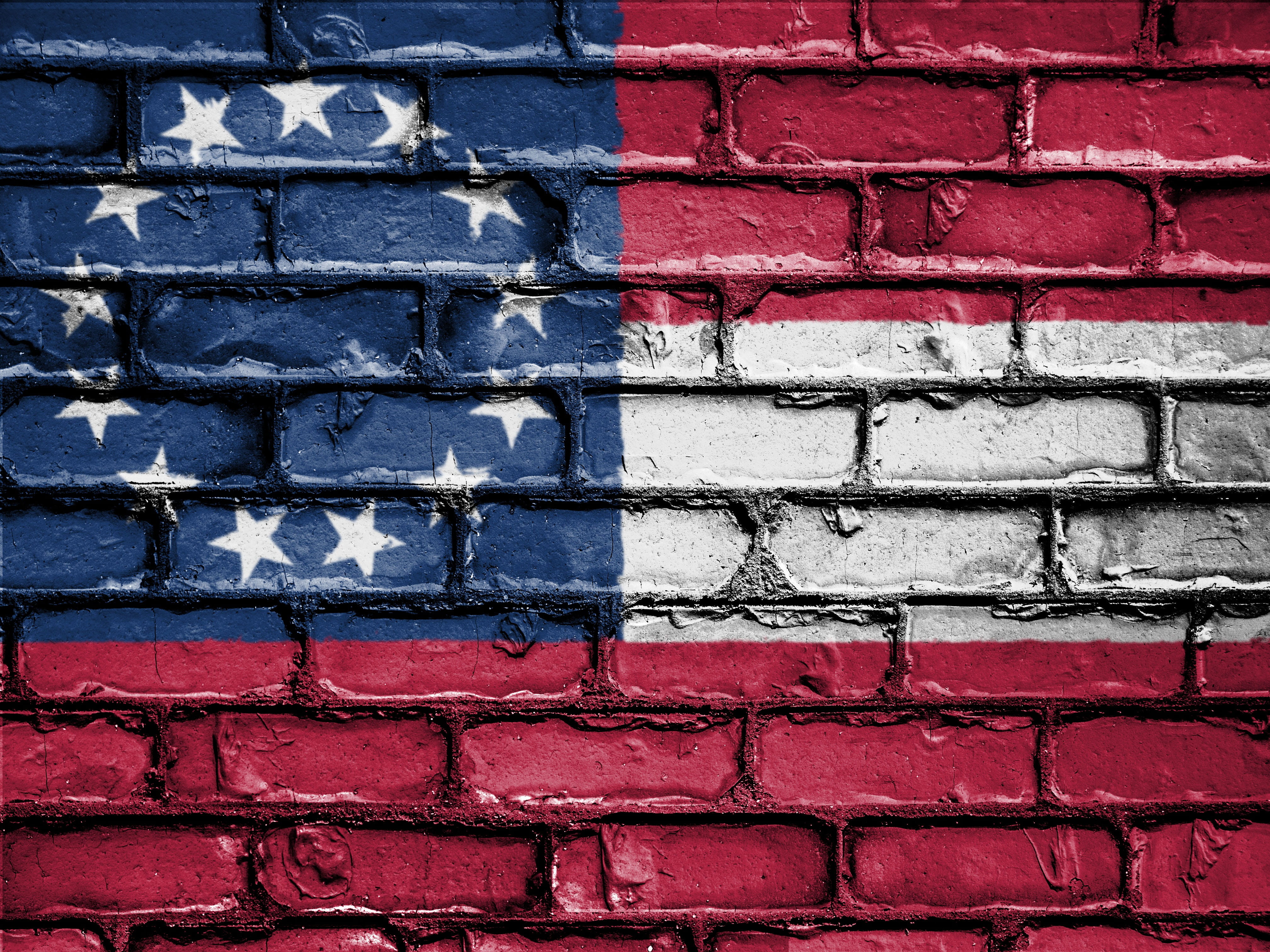 building exterior, full frame, day, 4K, paint, patriot, pattern, emblem, patriotic, banner, painted, close-up, america, wall, national, bricks, symbol, HD Wallpaper