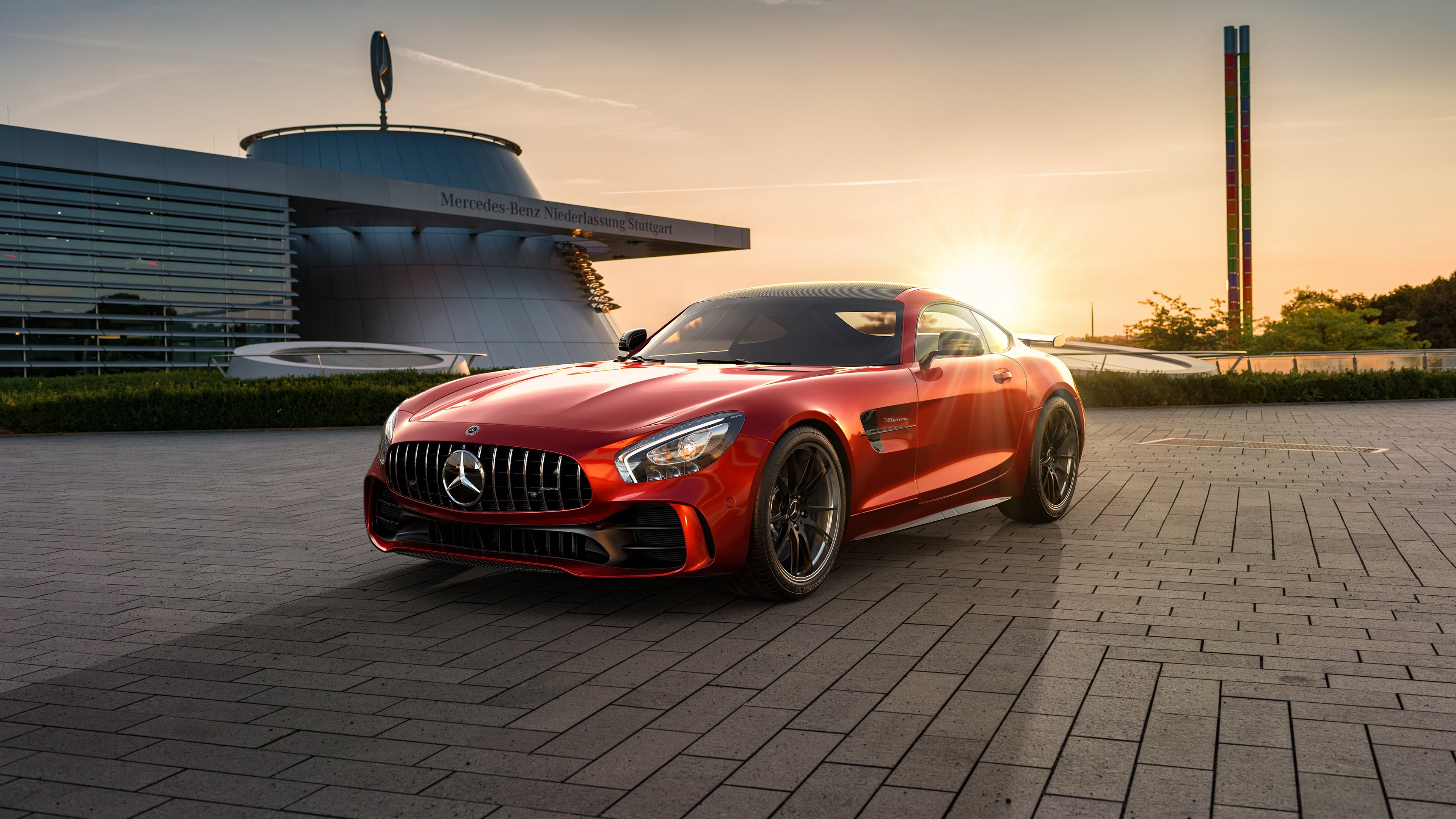 GT R, AMG, 4K, Mercedes-Benz, 2019, rendering, by Ahmed Anas, CGI, sunset, HD Wallpaper