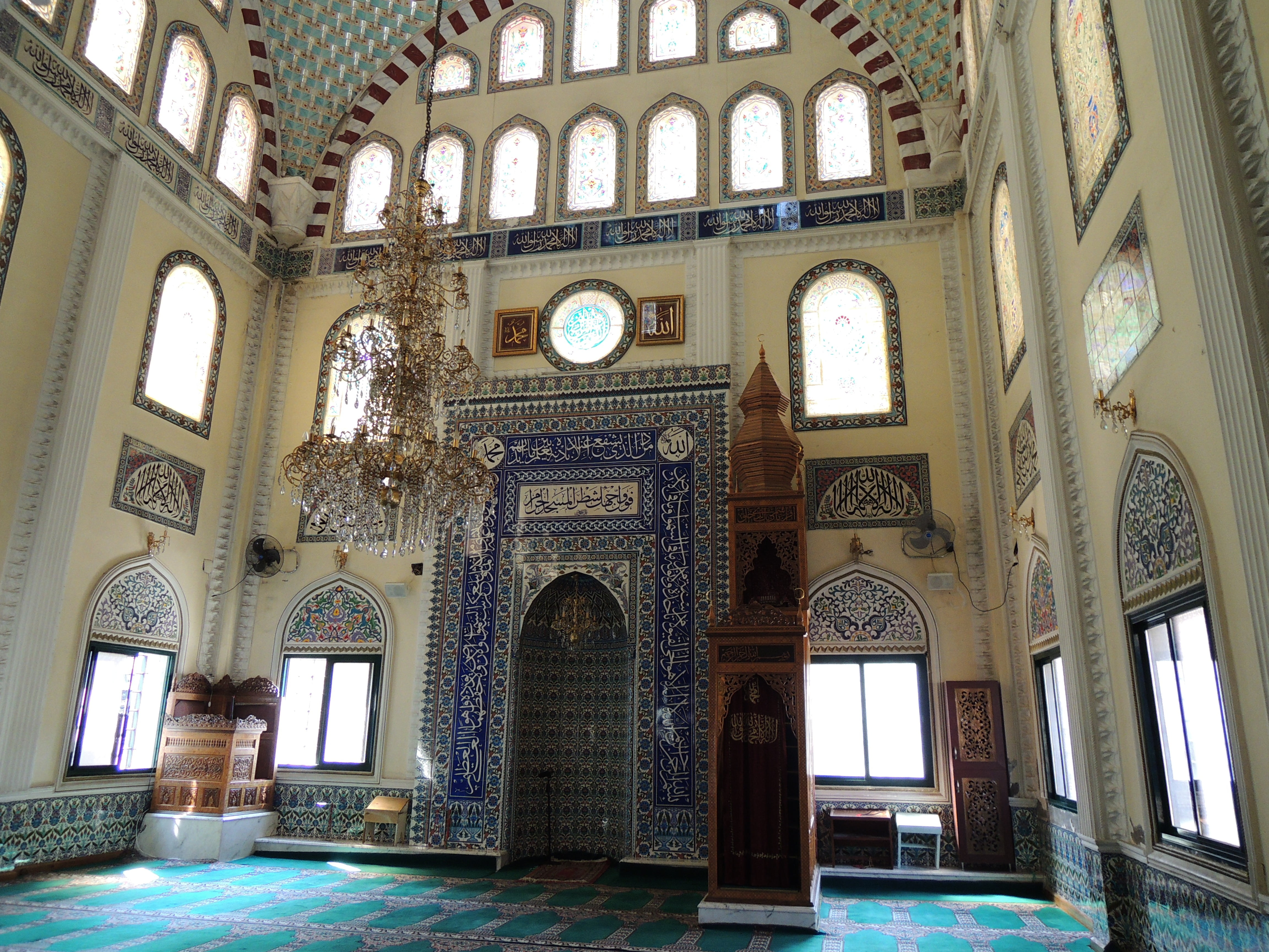 arched, indoors, famous Place, place of worship, window, architecture, belief, blue, arch, history, ornate, no people, turkey, mosque, mural, flooring, HD Wallpaper