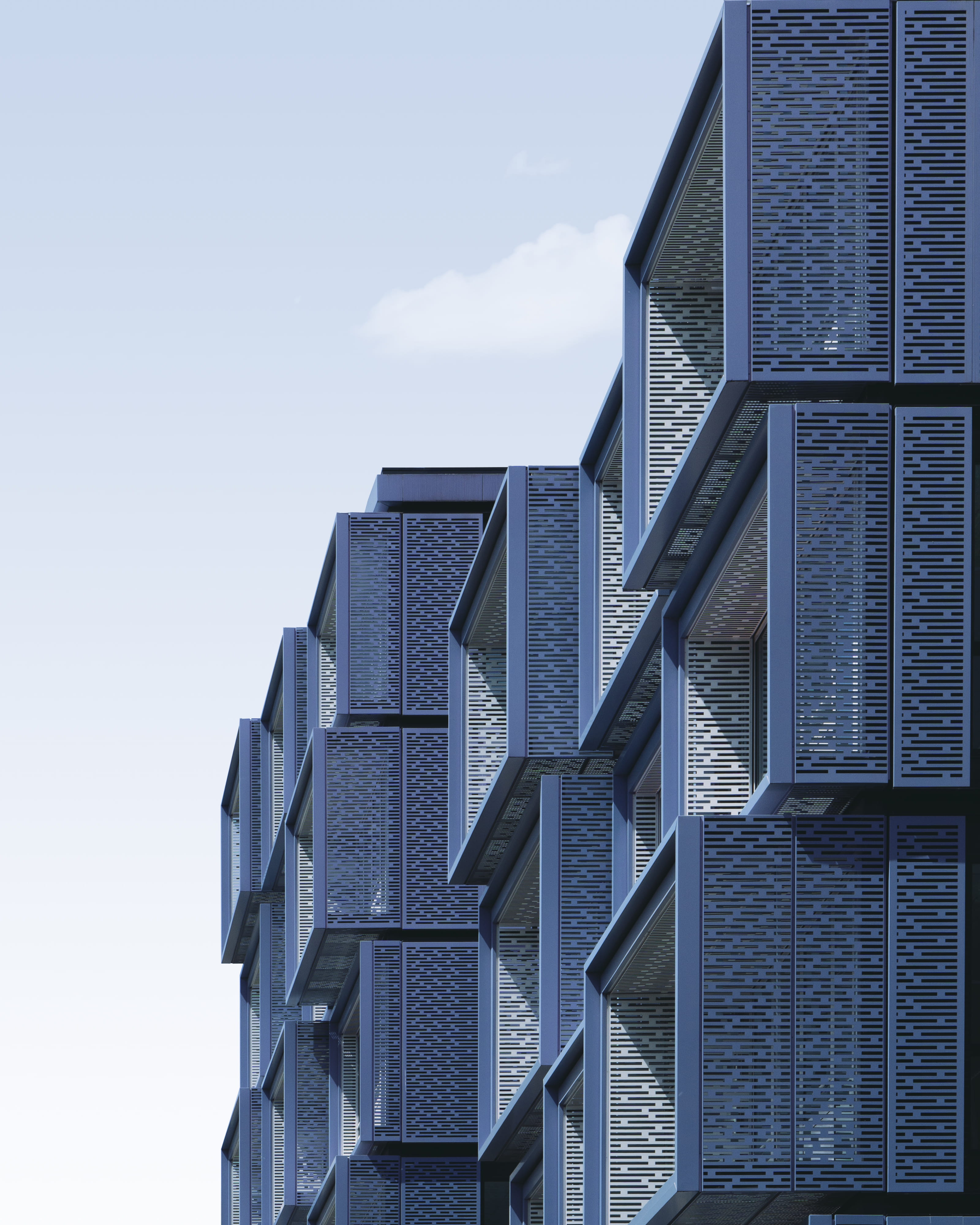 blue, residential district, skyscraper, light, no people, building exterior, daytime, office building exterior, cube, geometric architetcure, urban, beige, Phone HD Wallpaper