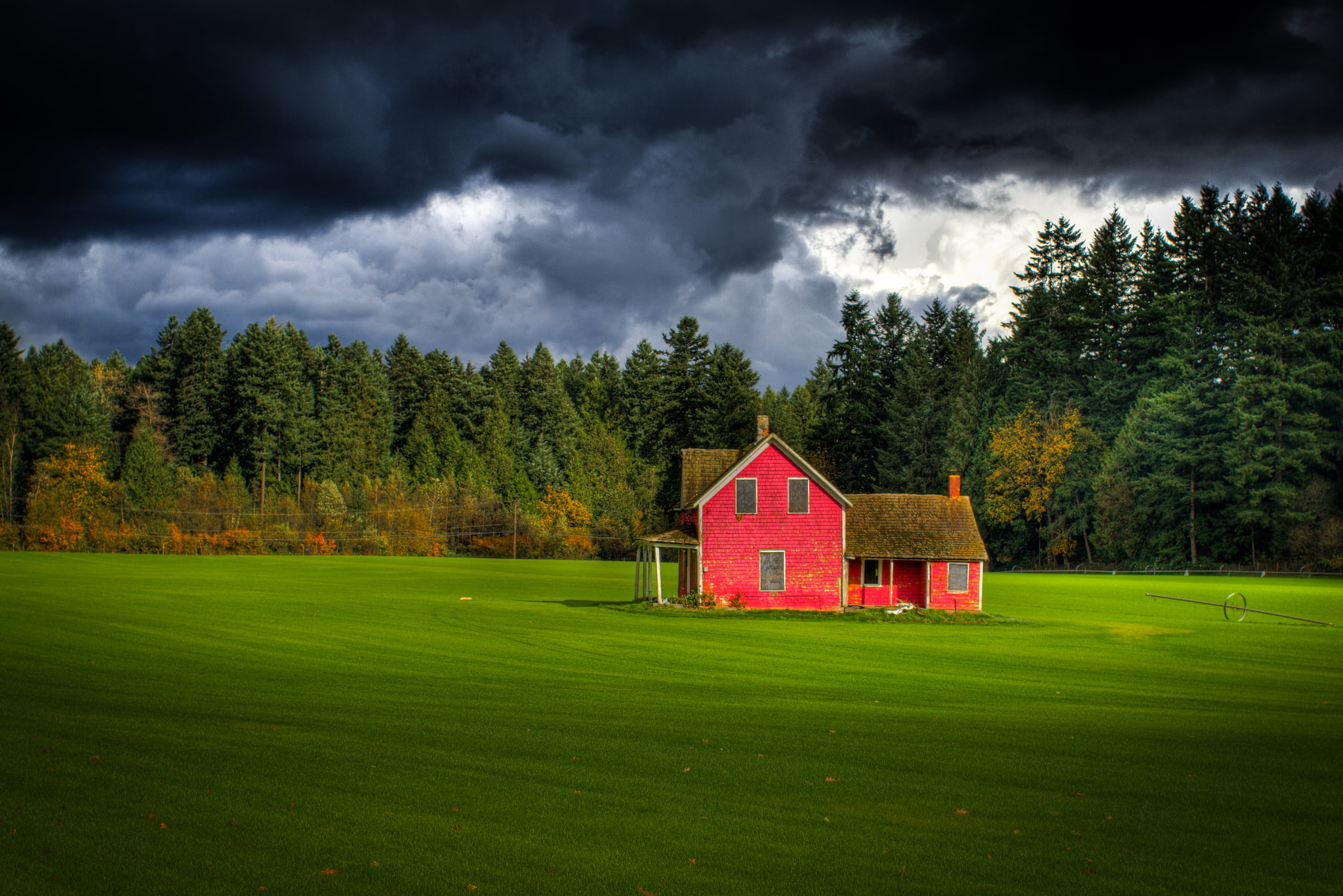 nature, storey, land, grass, the sky, Keath Ling Photography, scenics - nature, cloud - sky, sky, Fort Langley, field, residential district, 1080P, Canada, HD Wallpaper