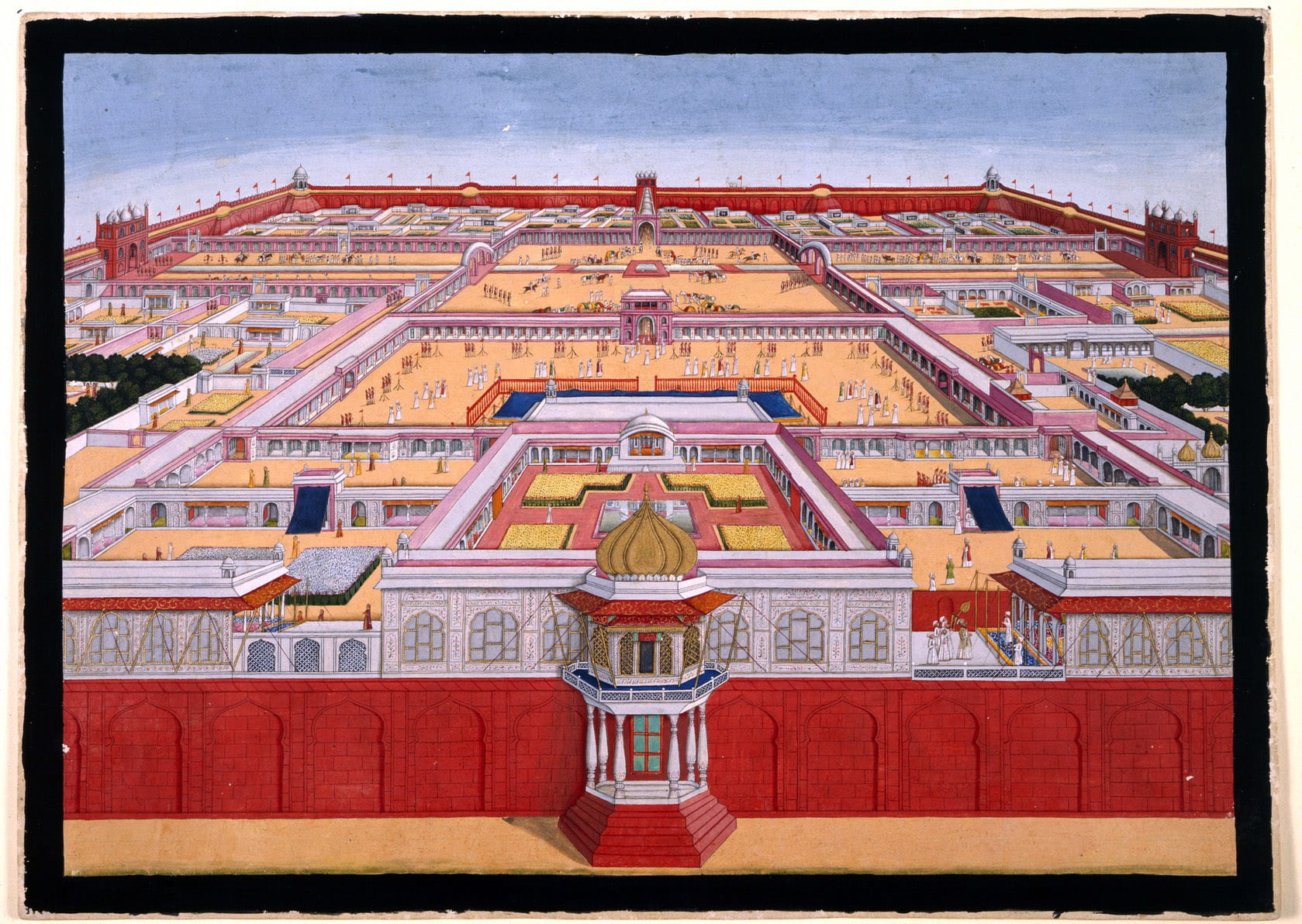 old, public domain, fort, cultures, aerial, representation, transfer print, auto post production filter, stadium, red, India, human representation, no people, HD Wallpaper