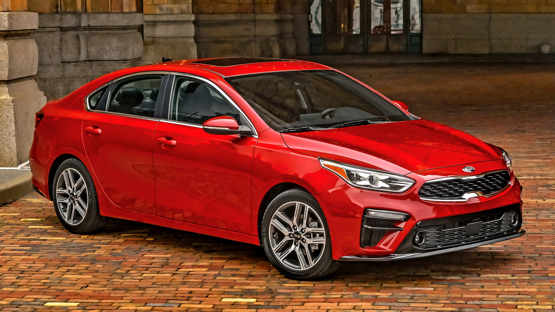 Red Car, Sedan, Kia Forte EX, Kia, 1080P, Compact Car, Car, Kia Forte, HD Wallpaper