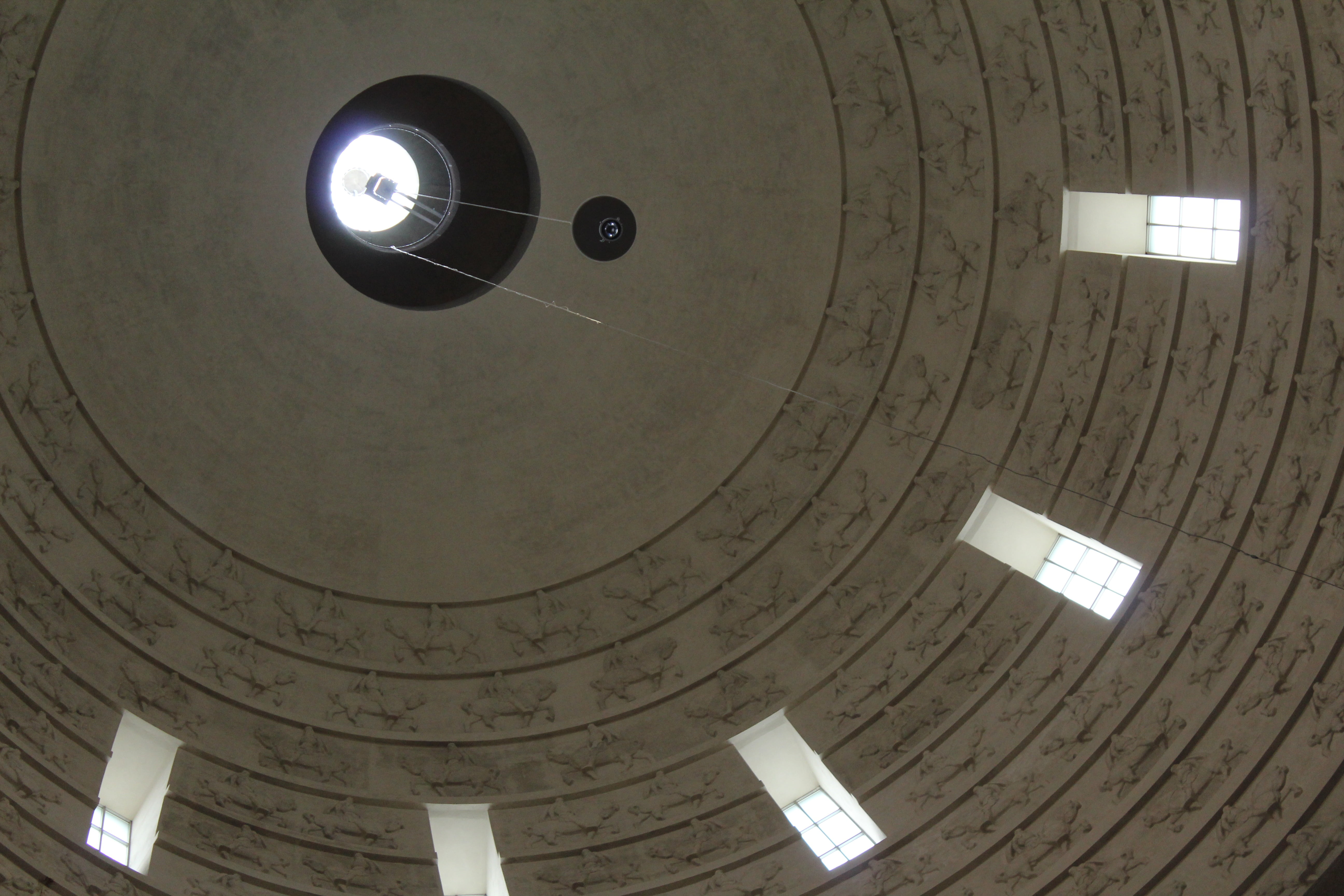 indoors, no people, day, völkerschlachtdenkmal, wall - building feature, geometric shape, directly below, illuminated, pattern, circle, lighting equipment, HD Wallpaper