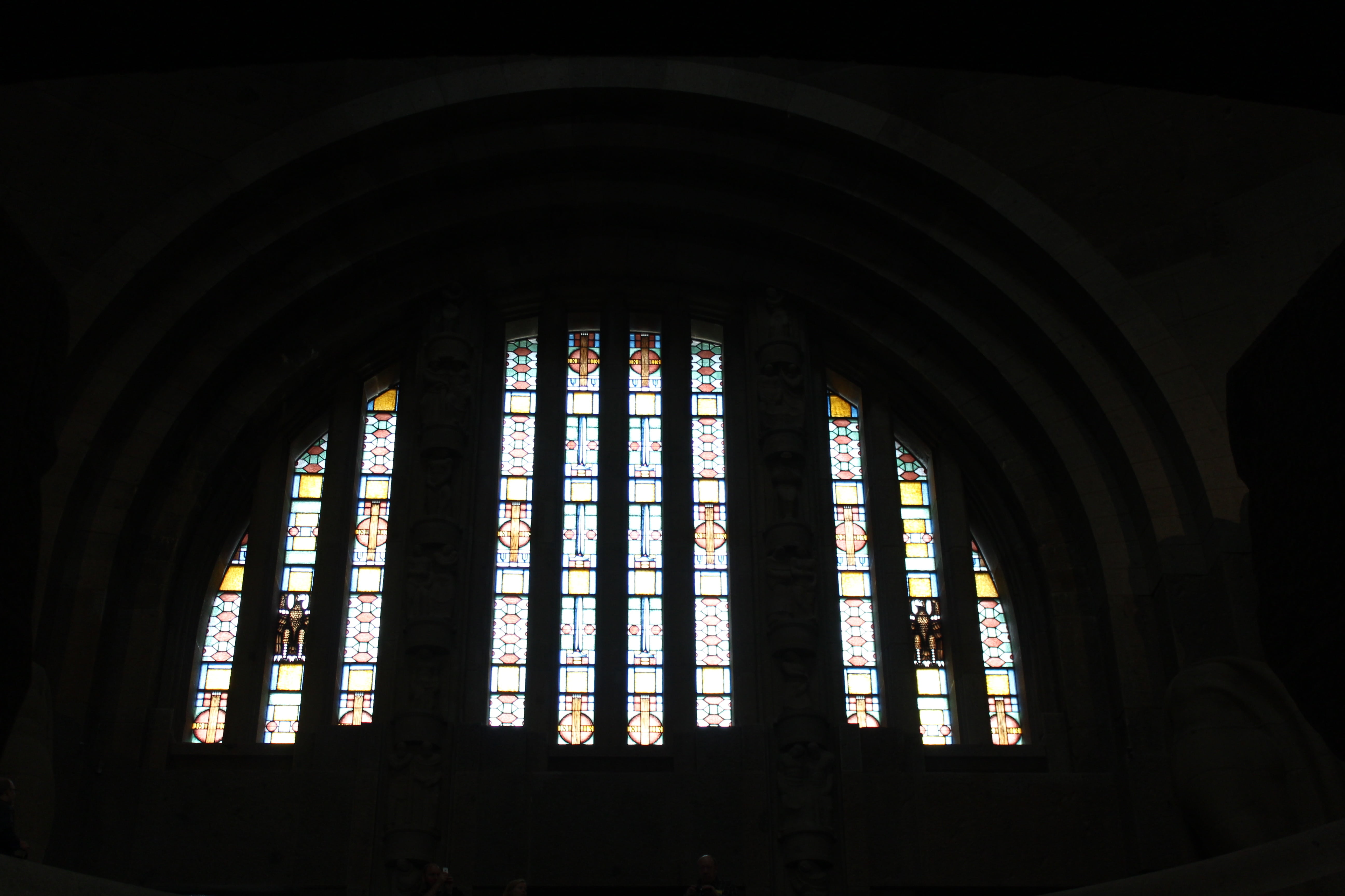 spirituality, arch, glass - material, window, ornate, building, day, low angle view, belief, religion, indoors, dark, stained glass, abbey, völkerschlachtdenkmal, HD Wallpaper