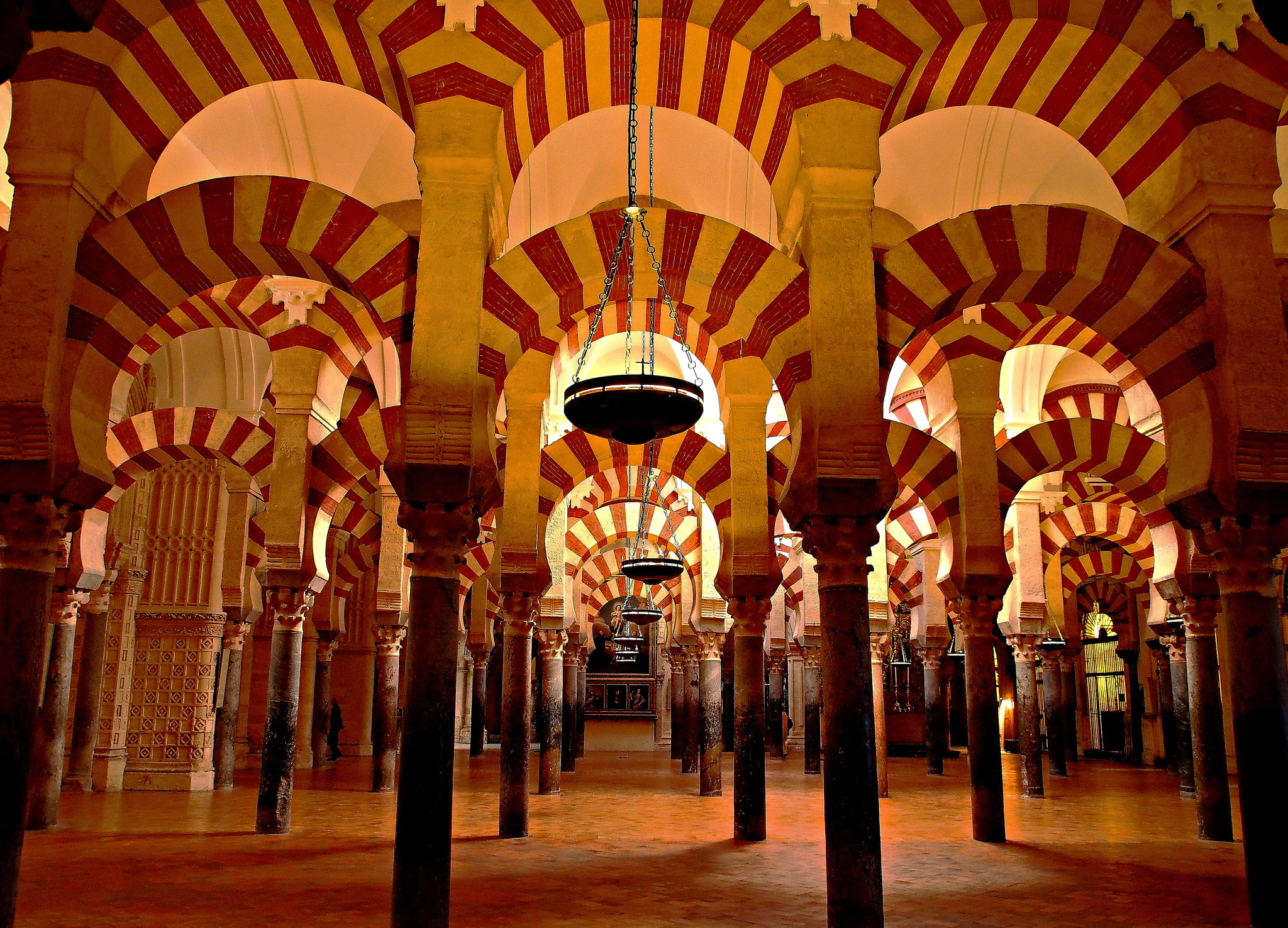 Mexico, mosque, Cordoba, column, arch, Spain, 1080P, HD Wallpaper