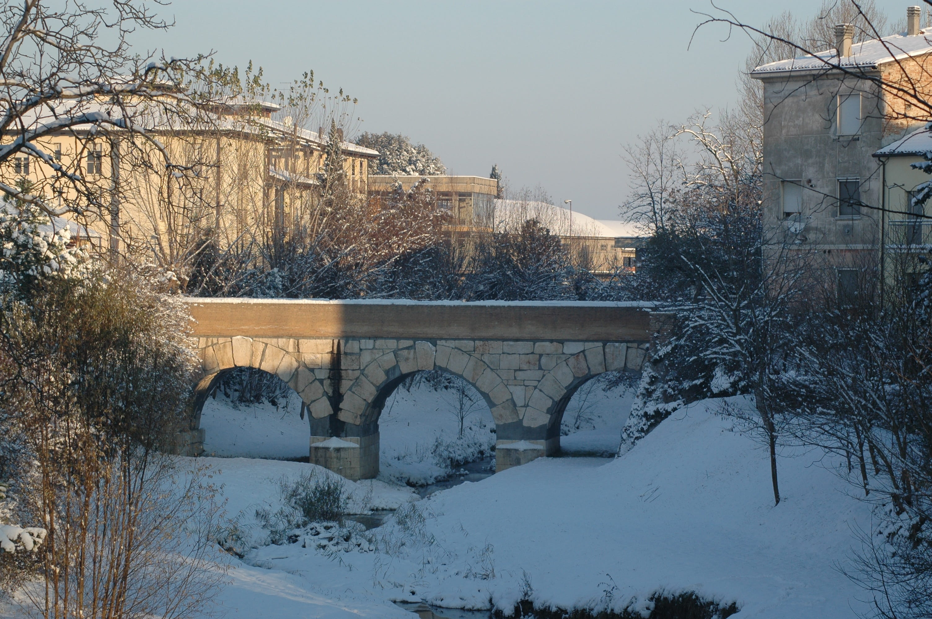 ancient, romanesque bridge, plant, transportation, building exterior, nature, roman bridge, built structure, building, river rubicone, Savignano, bridge, HD Wallpaper