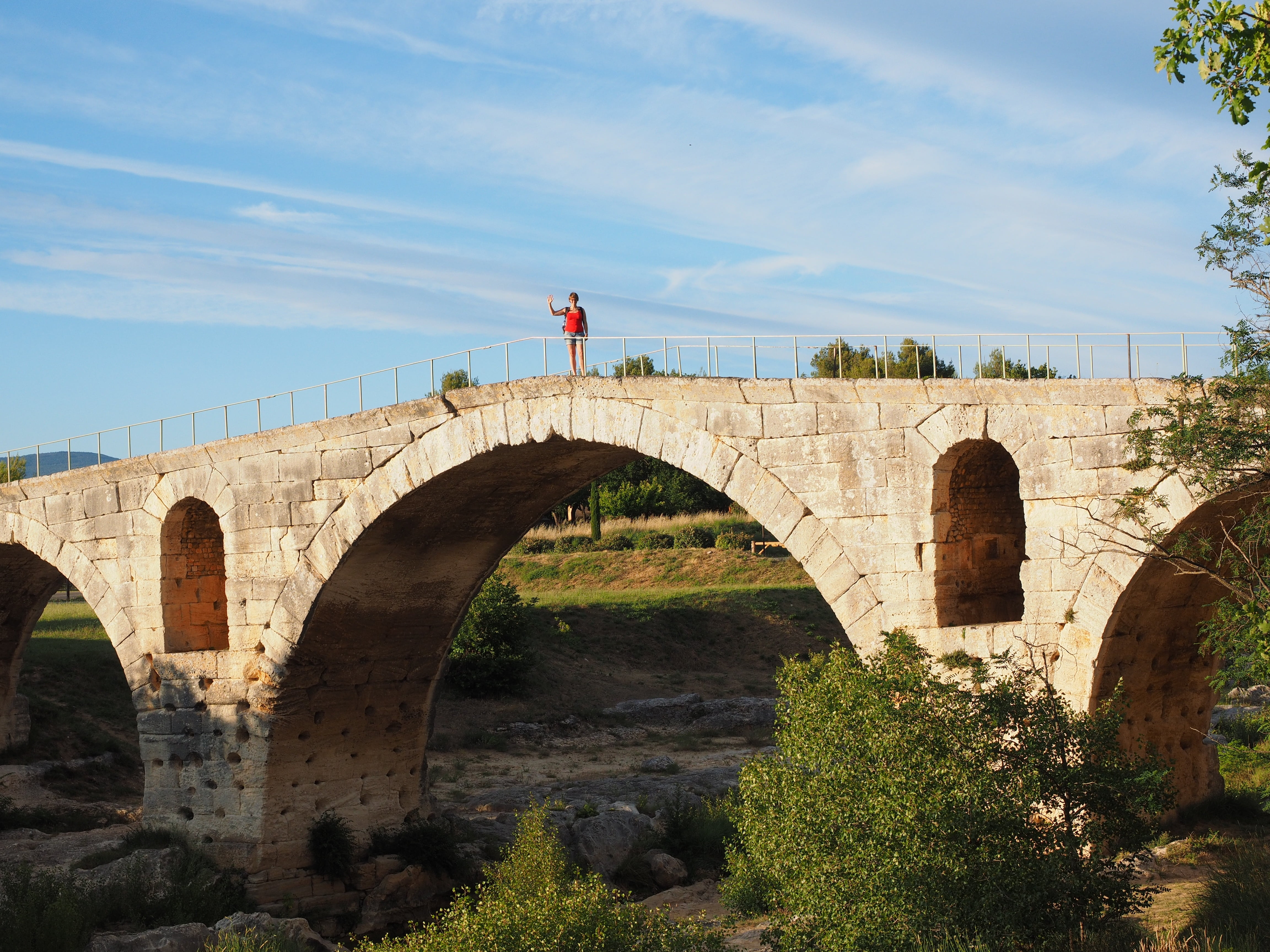 provence, nature, person, architecture, one person, real people, built structure, history, sky, roman, arched, arch bridge, outdoors, lifestyles, via domitia, HD Wallpaper