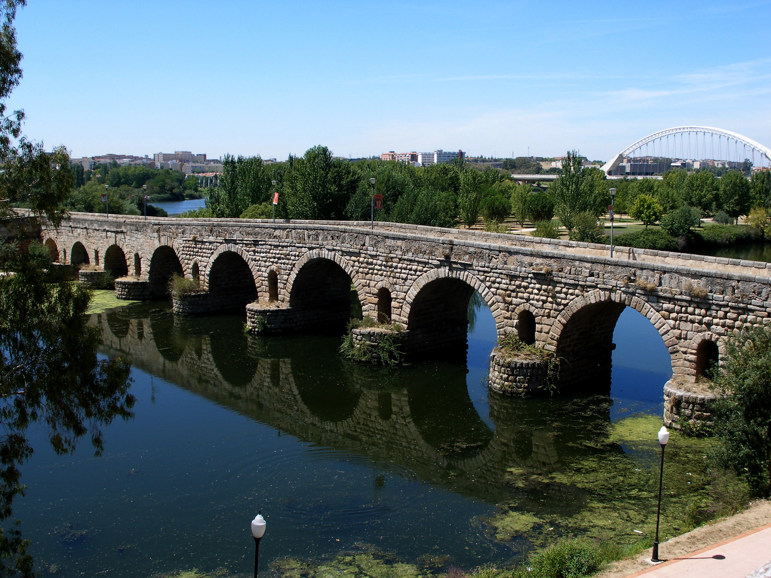 built structure, arch bridge, transportation, architecture, spain, river, stone, bridge - man made structure, building exterior, tree, nature, construction, HD Wallpaper