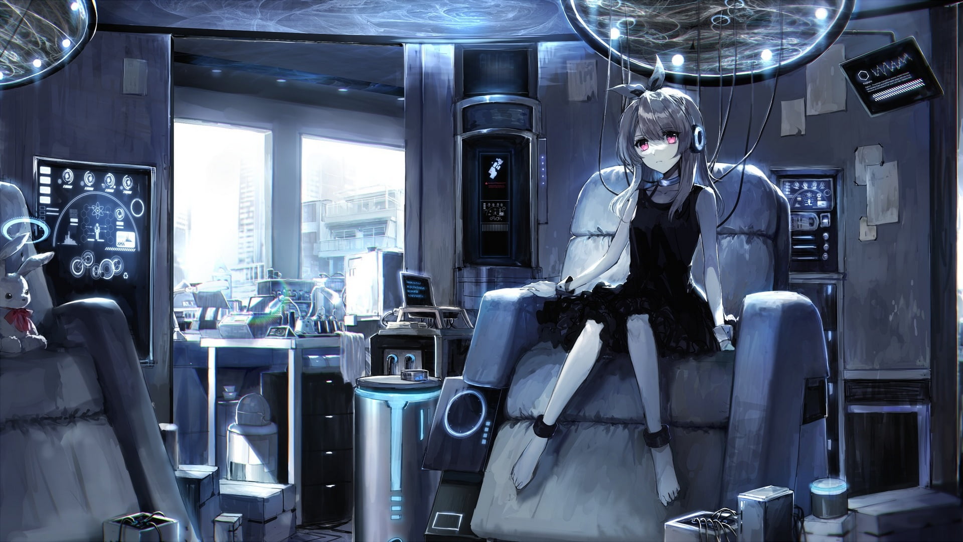 skill, protection, real people, standing, responsibility, anime girls, occupation, transparent, one person, day, 1080P, gloves, adult, indoors, computer, HD Wallpaper