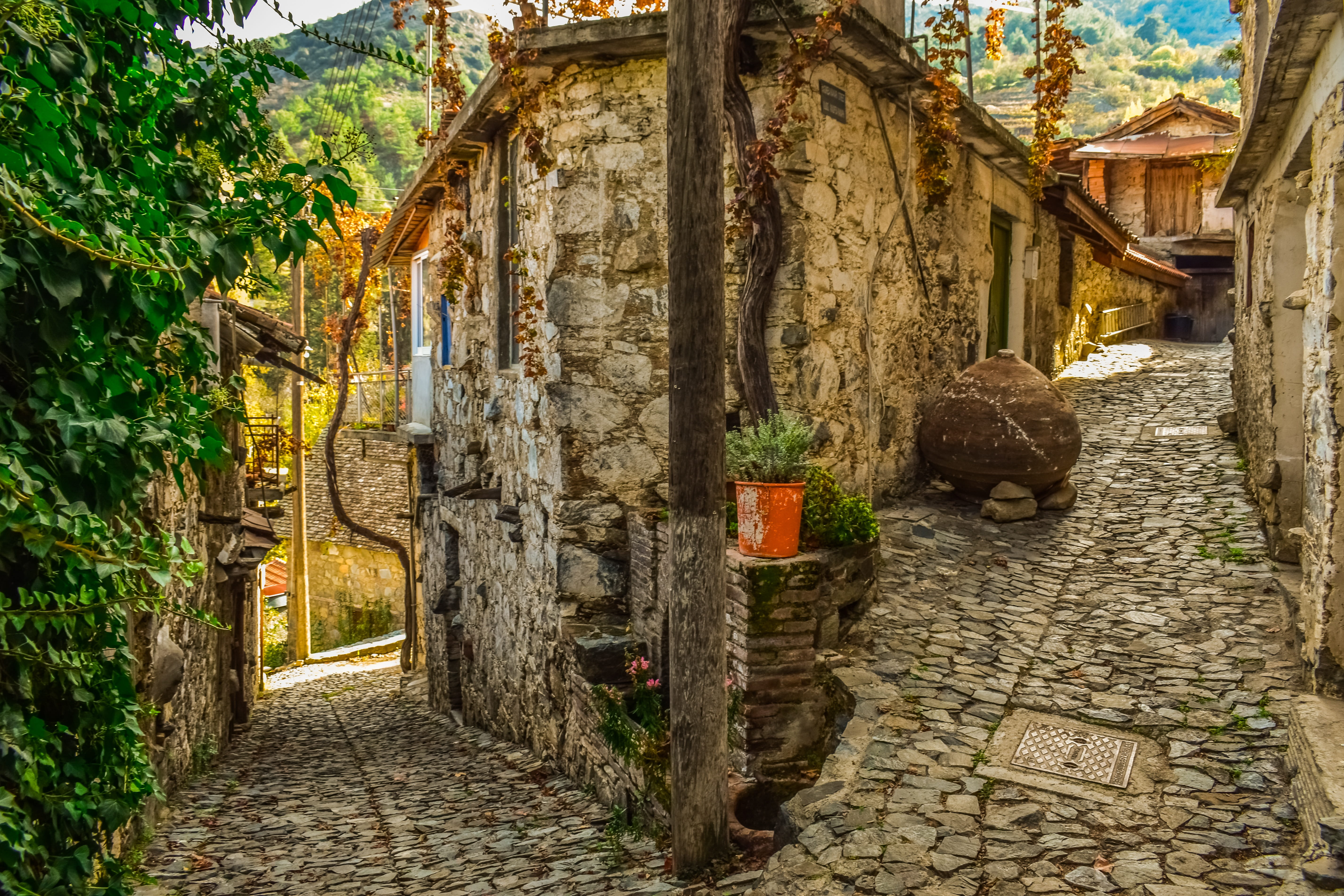direction, religion, cyprus, spirituality, narrow, tree, outdoors, village, traditional, nature, street, building exterior, the way forward, old, footpath, HD Wallpaper