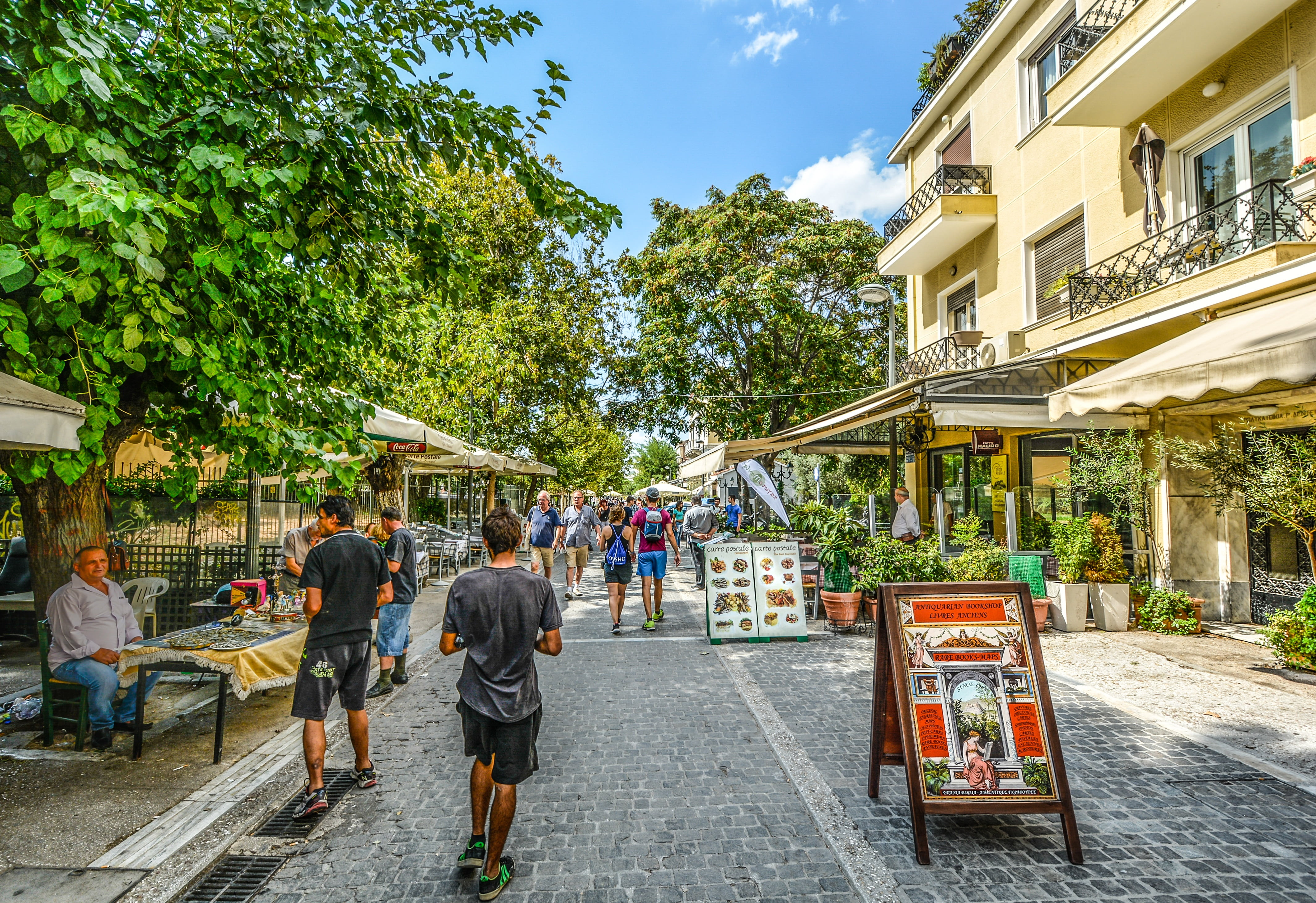 asphalt, daytime, sidewalk, women, people, greek, day, tree, city, nature, lifestyles, the way forward, greece, travel, sign, adult, mediterranean, real people, HD Wallpaper