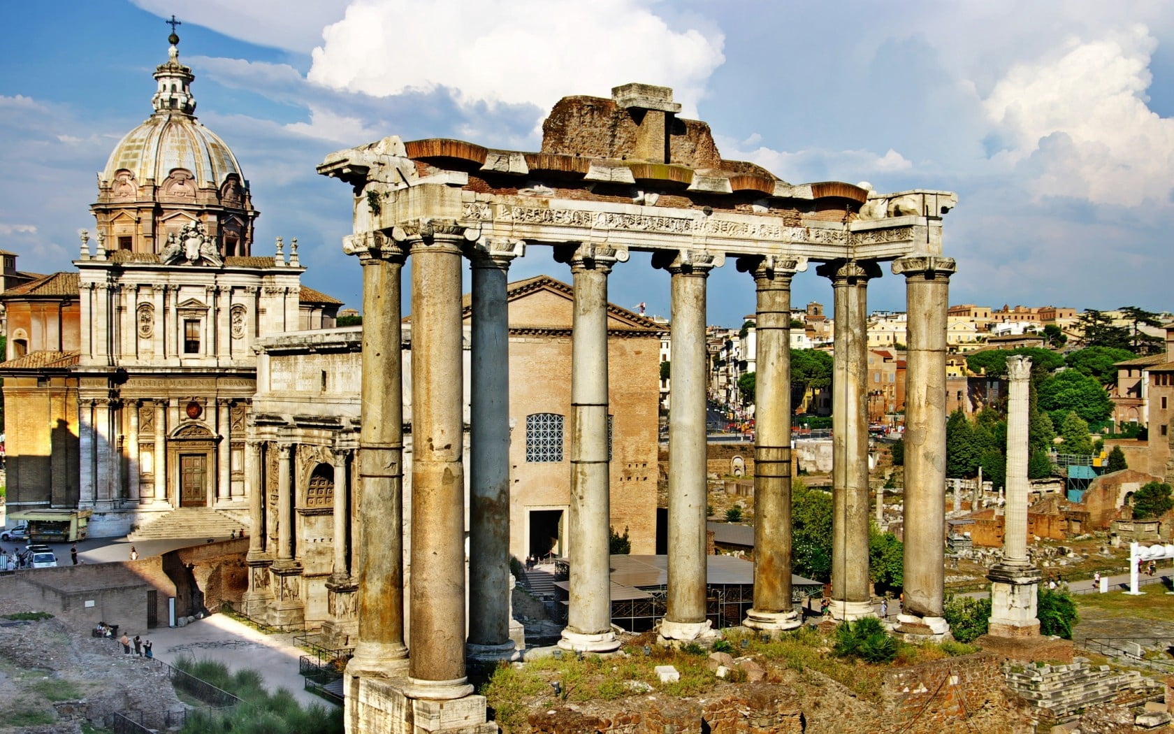 ruined, cityscape, ancient, marble, architecture, outdoors, rome - Italy, travel Destinations, roman Forum, monument, europe, sky, colonnade, 720P, urban Scene, HD Wallpaper