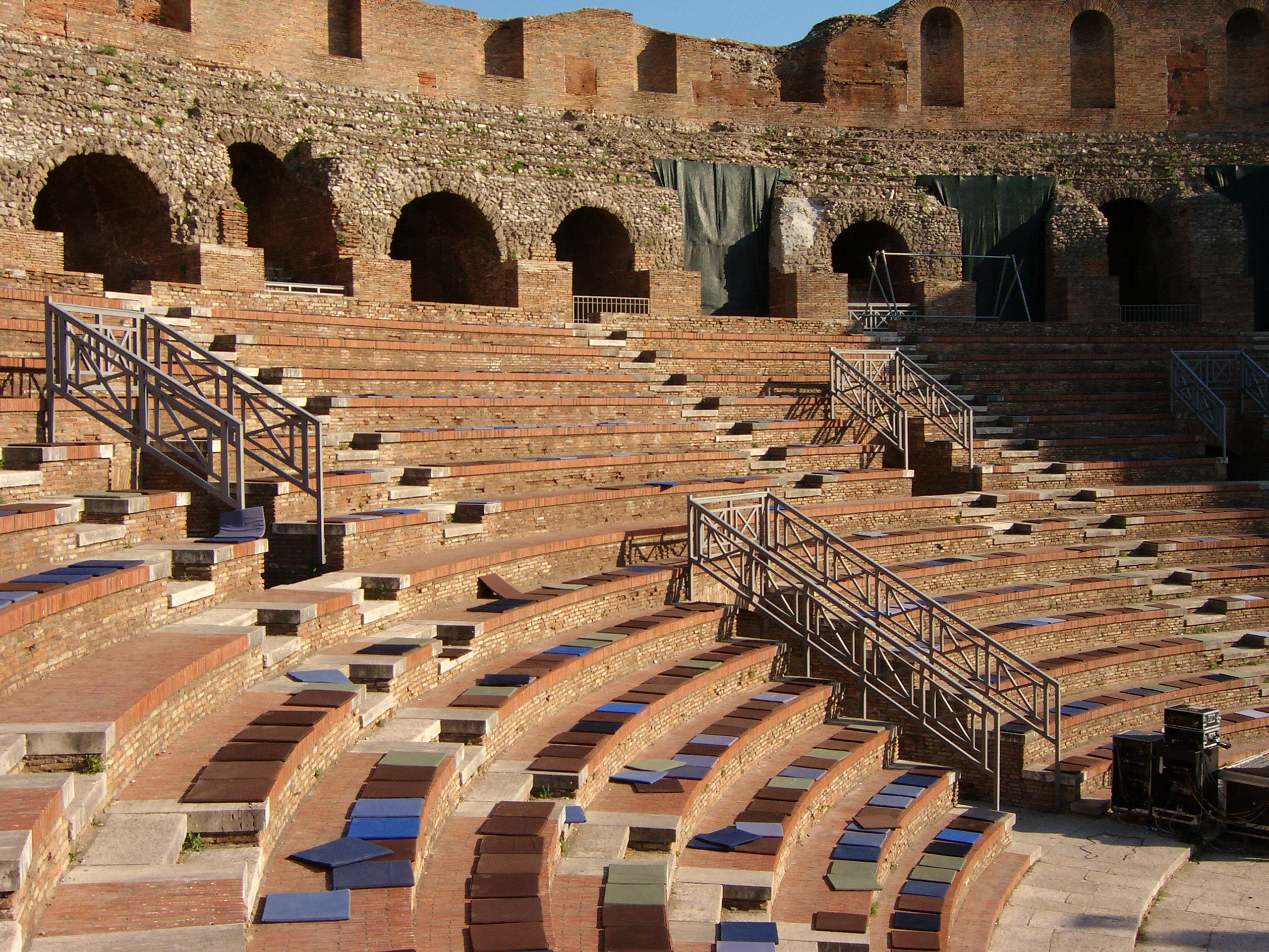 Benevento, italy, staircase, seats, architecture, building exterior, public domain, built structure, stadium, old, sunlight, travel Destinations, nature, HD Wallpaper