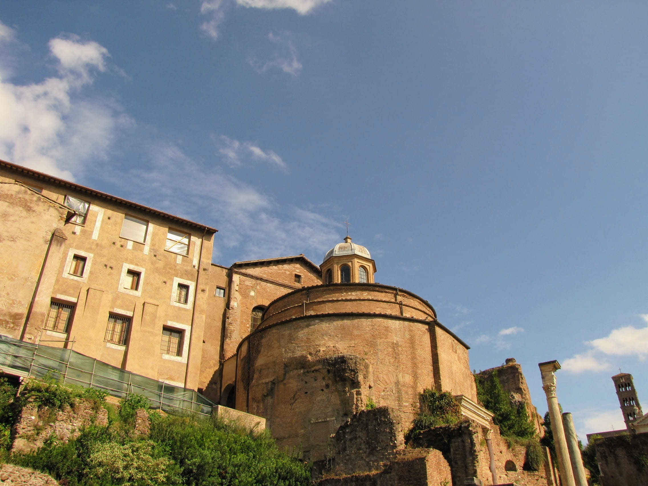 sunlight, sky, cloud - sky, rome, day, blue, history, italy, nature, building, the past, fort, built structure, tree, castle, roman forum, no people, fortified wall, HD Wallpaper