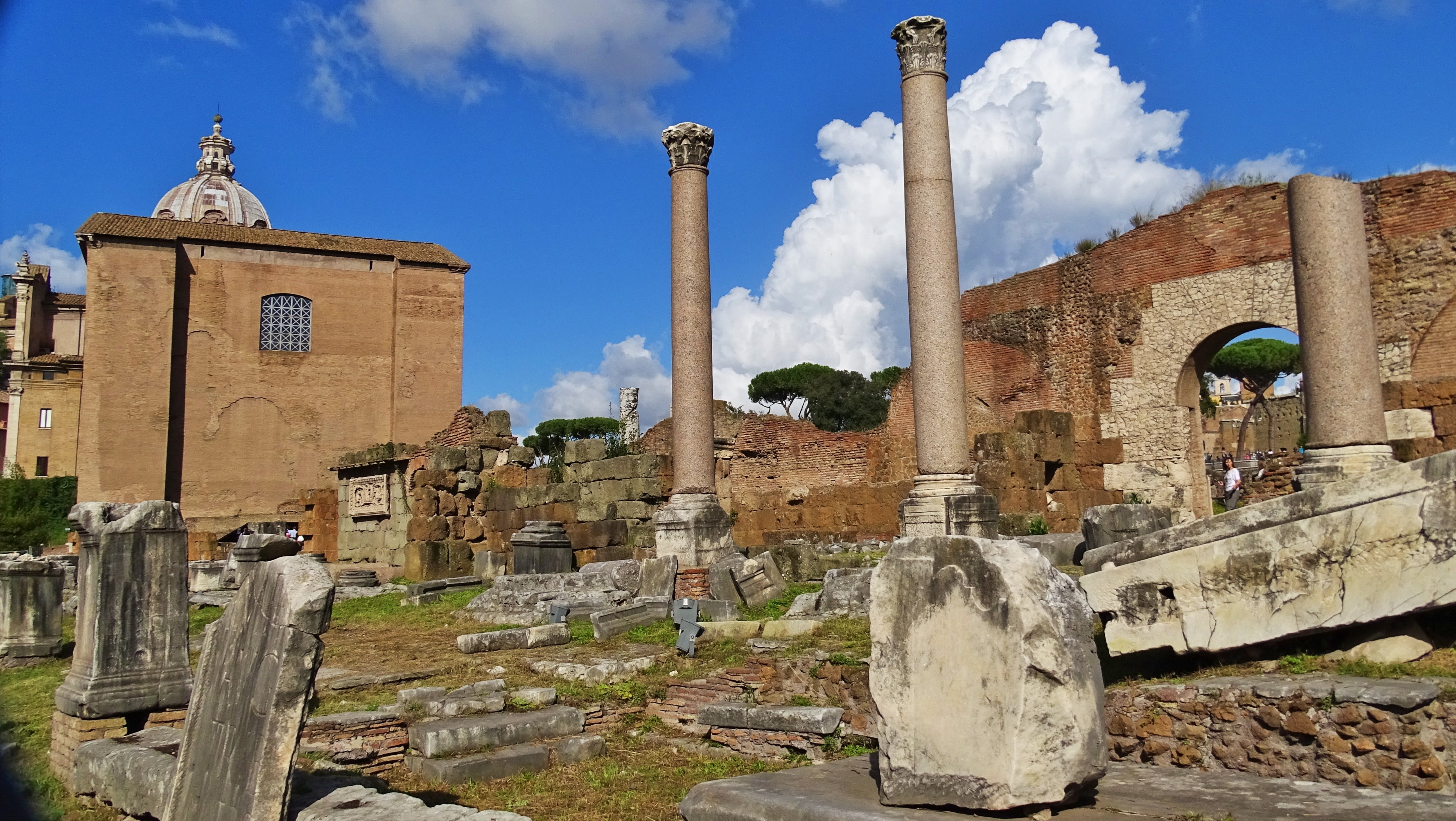 5K, historically, italy, downtown, forum, place of worship, travel, columnar, ancient structures, architecture, religion, damaged, outdoors, monument, HD Wallpaper