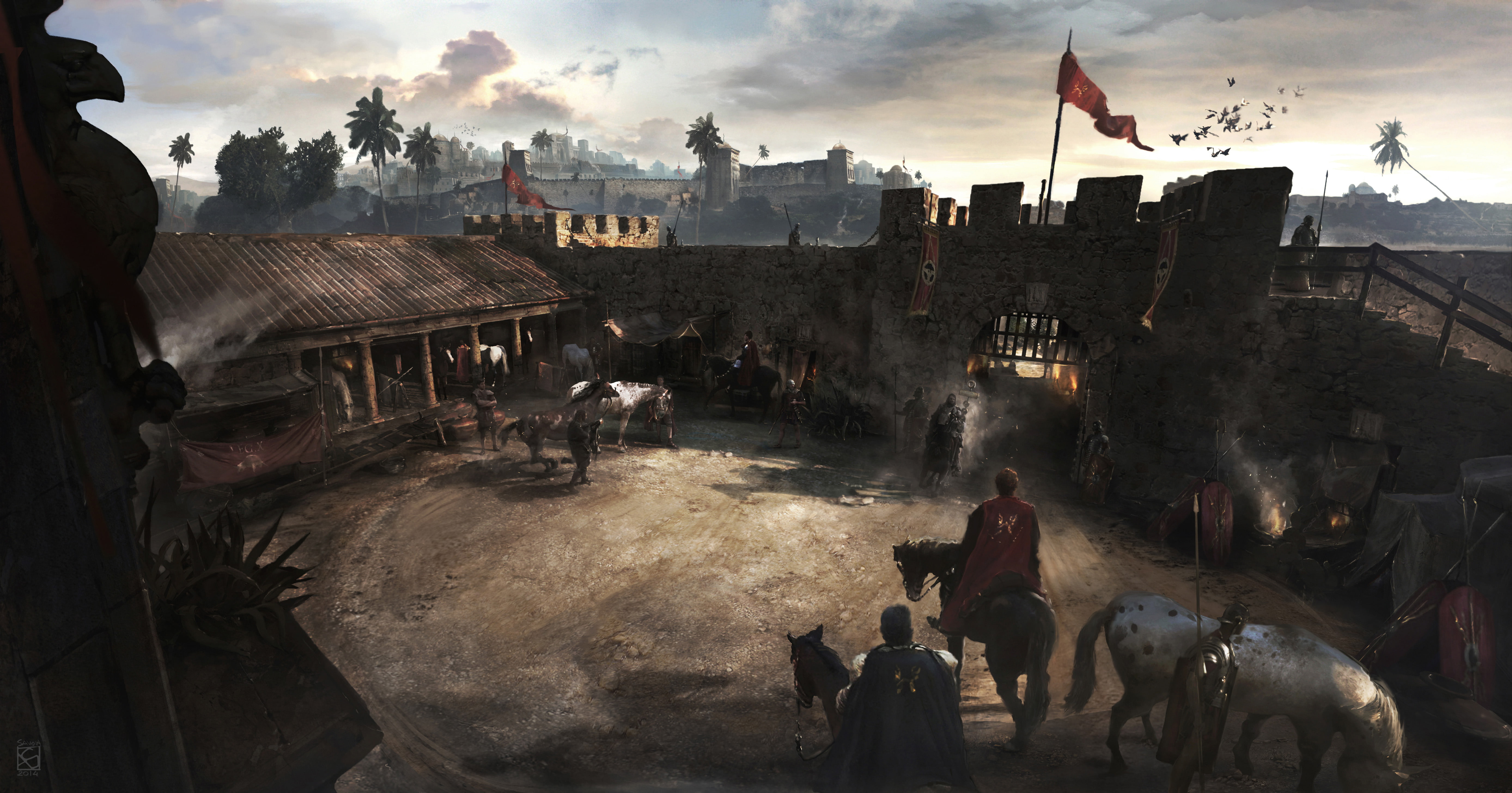 digital art, artwork, Ancient Rome, 5K, horse, fort, fantasy art, HD Wallpaper