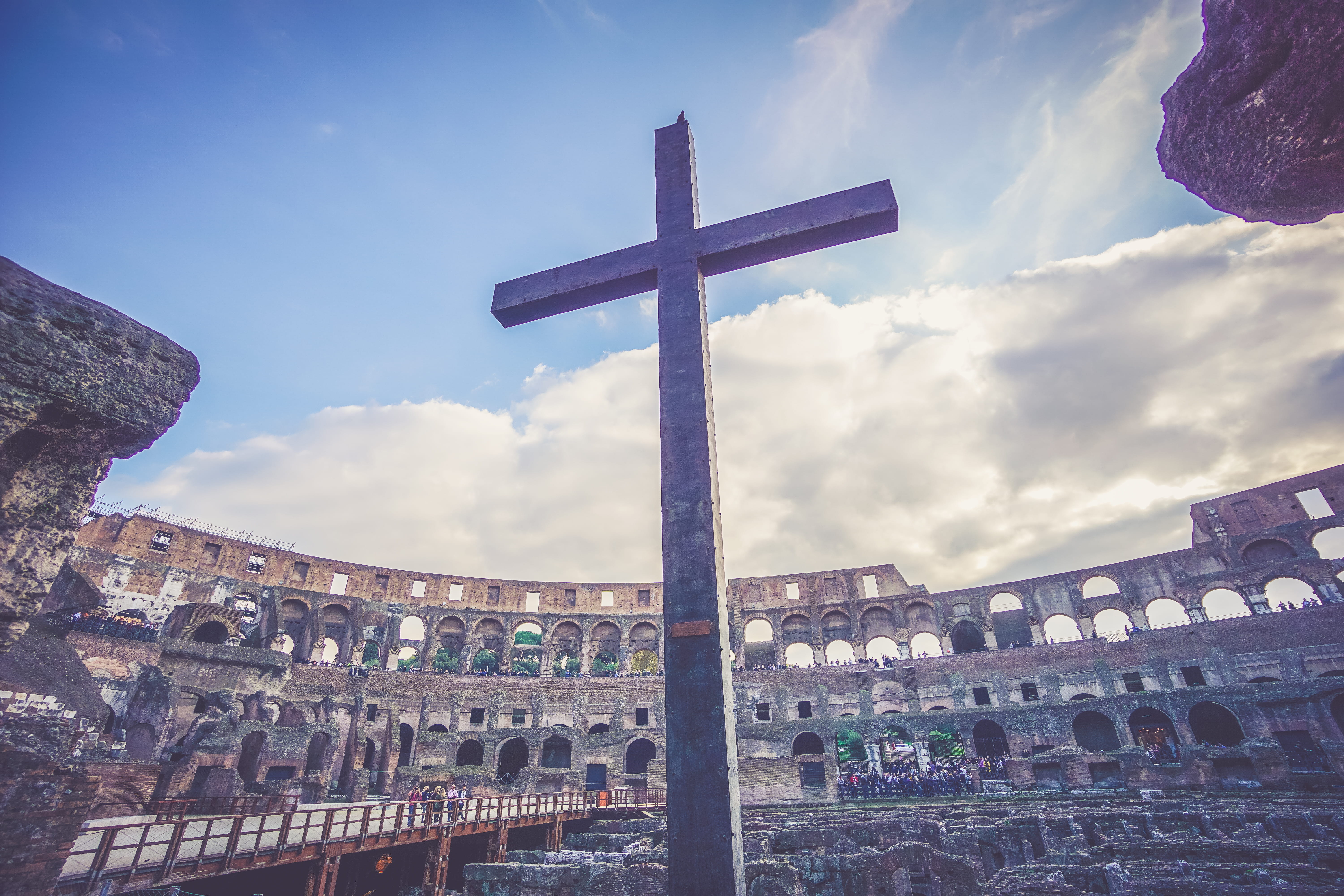 architecture, the past, 5K, city, low angle view, cross, building, belief, spirituality, italy, rome, ancient civilization, religion, sky, travel destinations, HD Wallpaper