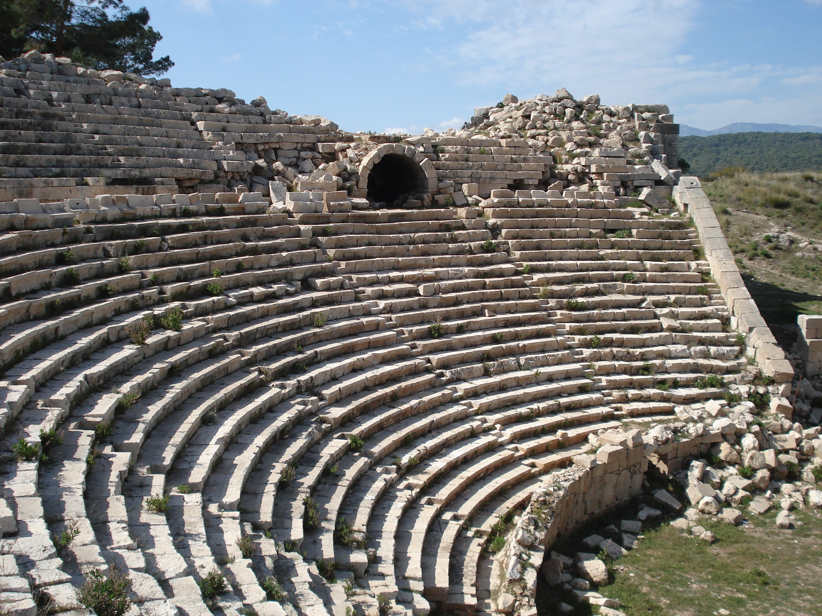 ancient history, arch, the past, turkey, building exterior, old ruin, history, ruins, no people, day, seating, staircase, nature, sky, ancient civilization, HD Wallpaper
