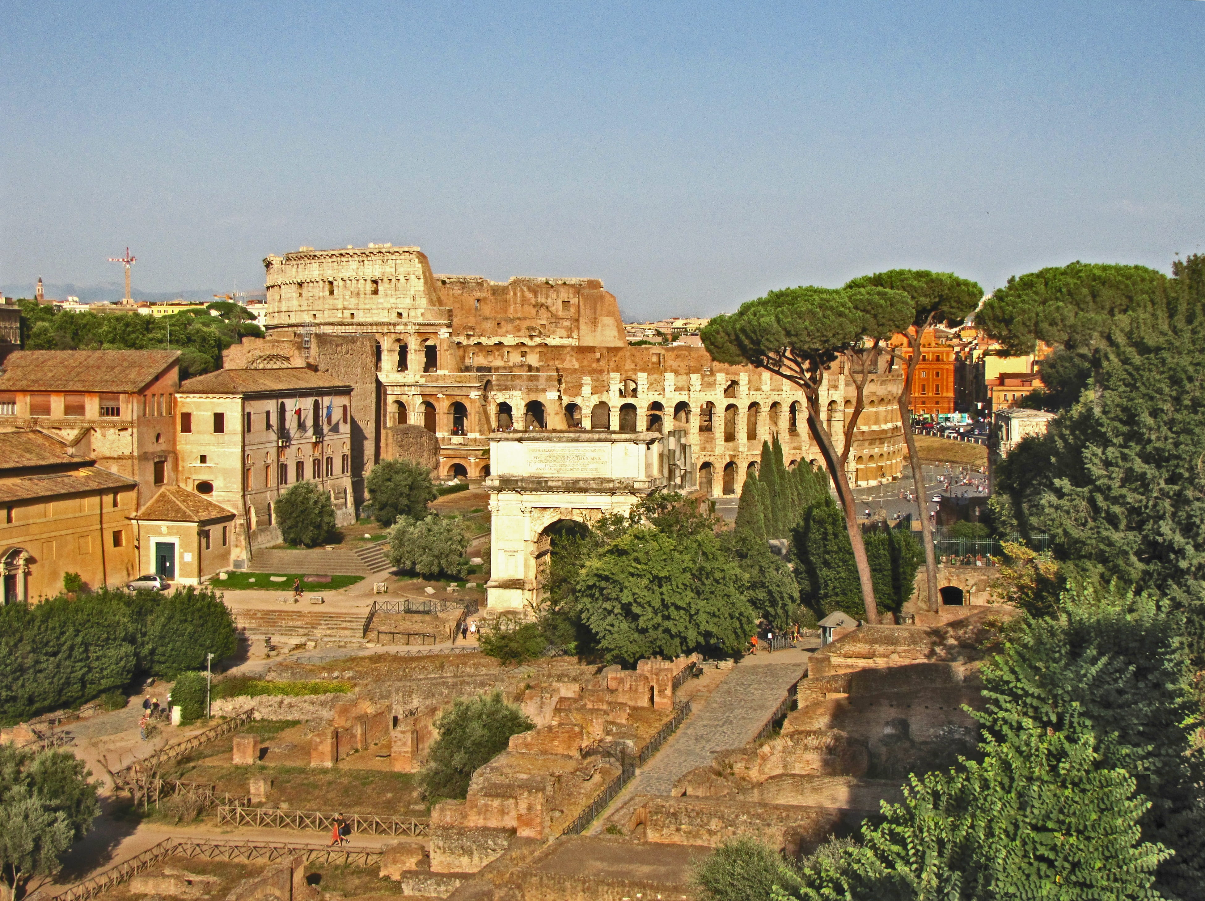 nature, tree, 4K, building exterior, old ruin, the eternal city, outdoors, rome colosseum, rome, ancient civilization, tourism, roman theatre, clear sky, HD Wallpaper