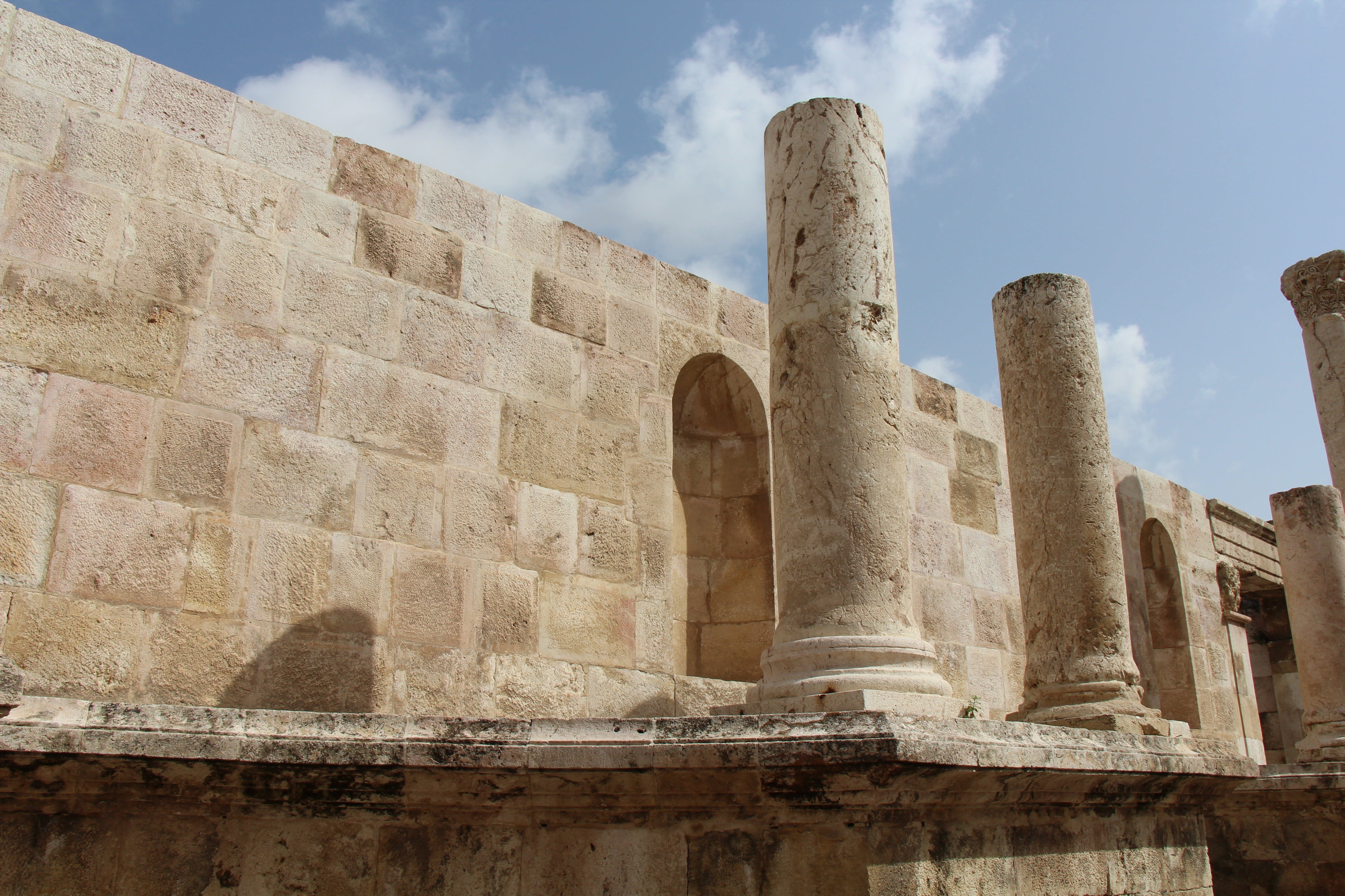 history, roman theatre, the past, ruined, ancient, nature, sky, ancient civilization, no people, travel, cloud - sky, columns, stone wall, wall, architecture, HD Wallpaper