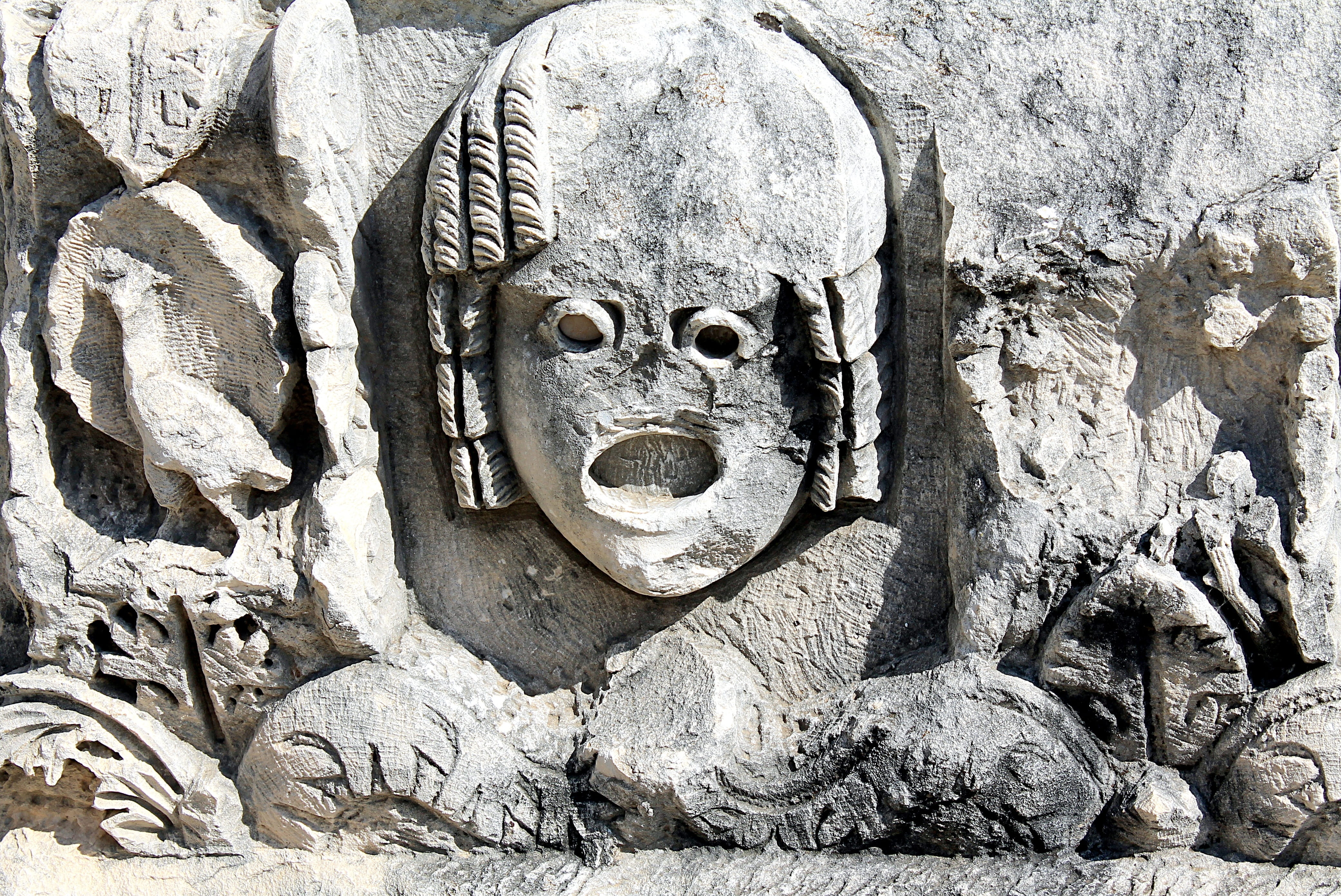 no people, male likeness, the lycian world, turkey, art and craft, stone material, antiquity, the ruins of the, outdoors, history, skull, the past, day, HD Wallpaper