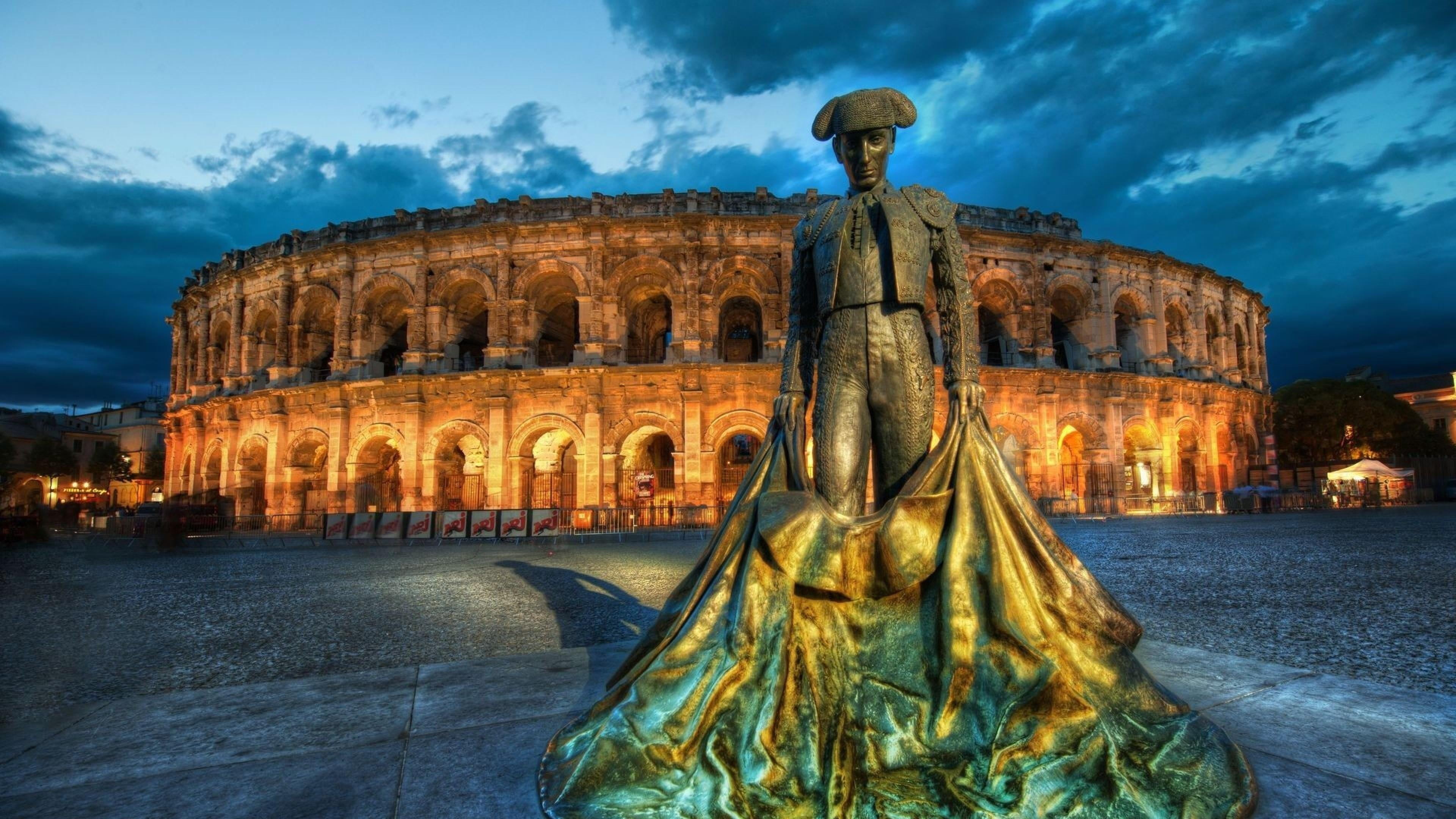 dusk, old, nature, rome, travel destinations, ruined, italy, matador, statue, building exterior, the past, travel, 4K, architecture, ancient civilization, HD Wallpaper