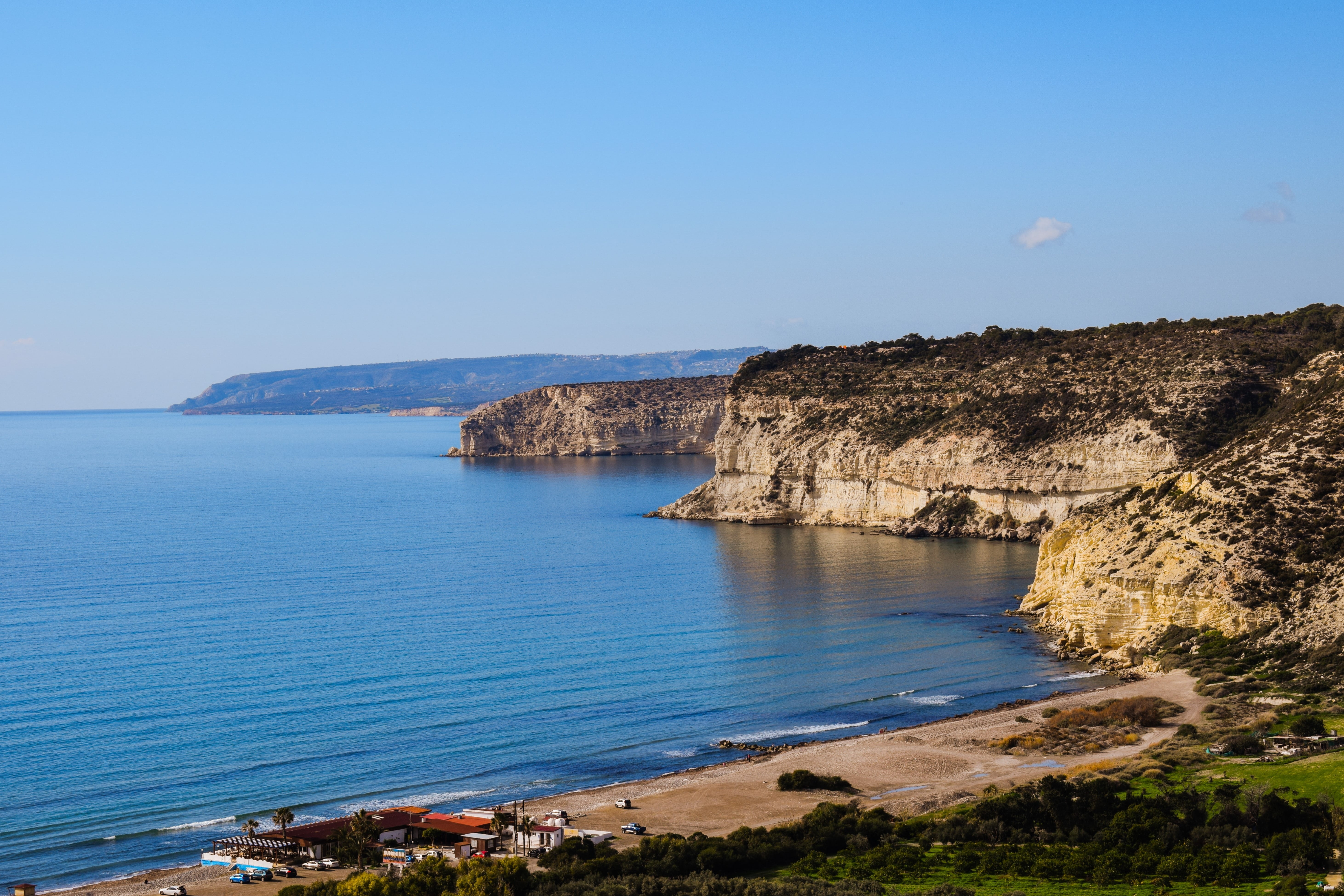 tranquil scene, rocky coastline, cyprus, winter, idyllic, cliff, non-urban scene, blue, 5K, clear sky, sky, rock - object, cliffs, sea, rock, scenics - nature, HD Wallpaper
