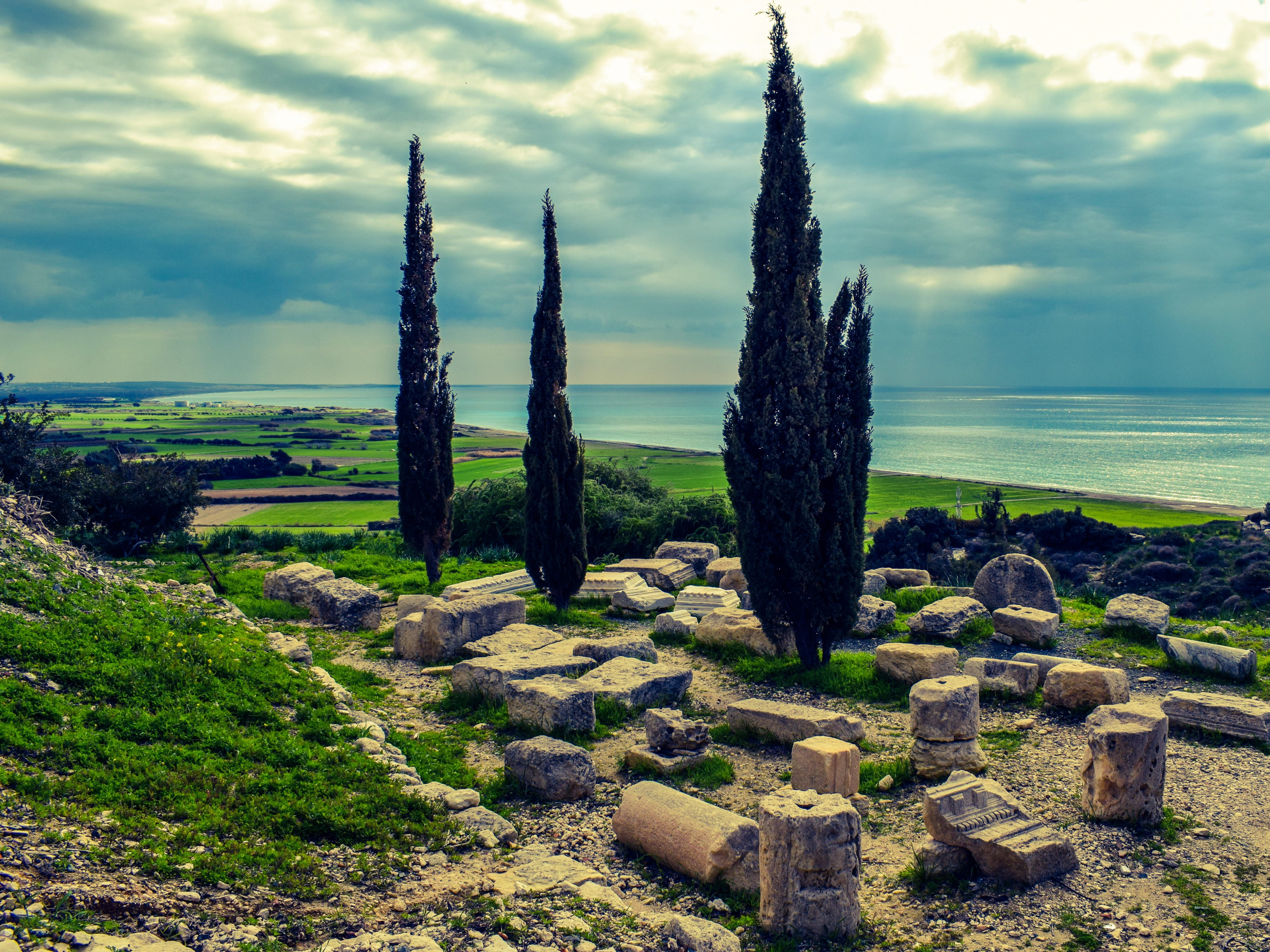 scenic, nature, archaeological, famous Place, tranquil scene, civilization, tranquility, day, plant, Cyprus, greek, scenics, land, Archaeology, 4K, non-urban scene, HD Wallpaper