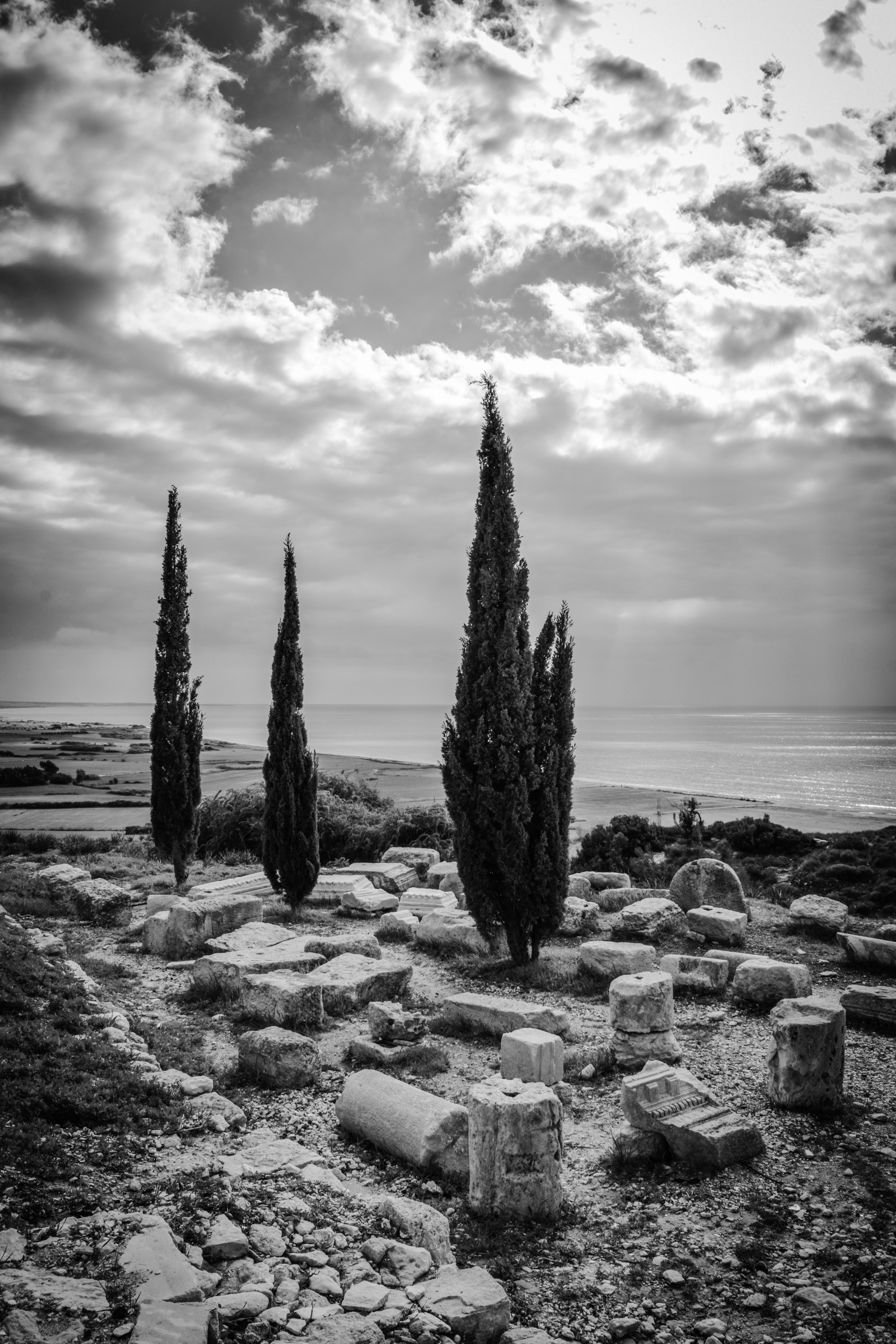 landscape, sea, 5K, ancient, scenery, no people, historical, land, non-urban scene, excavations, horizon over water, history, water, sky, cyprus, greek, Phone HD Wallpaper