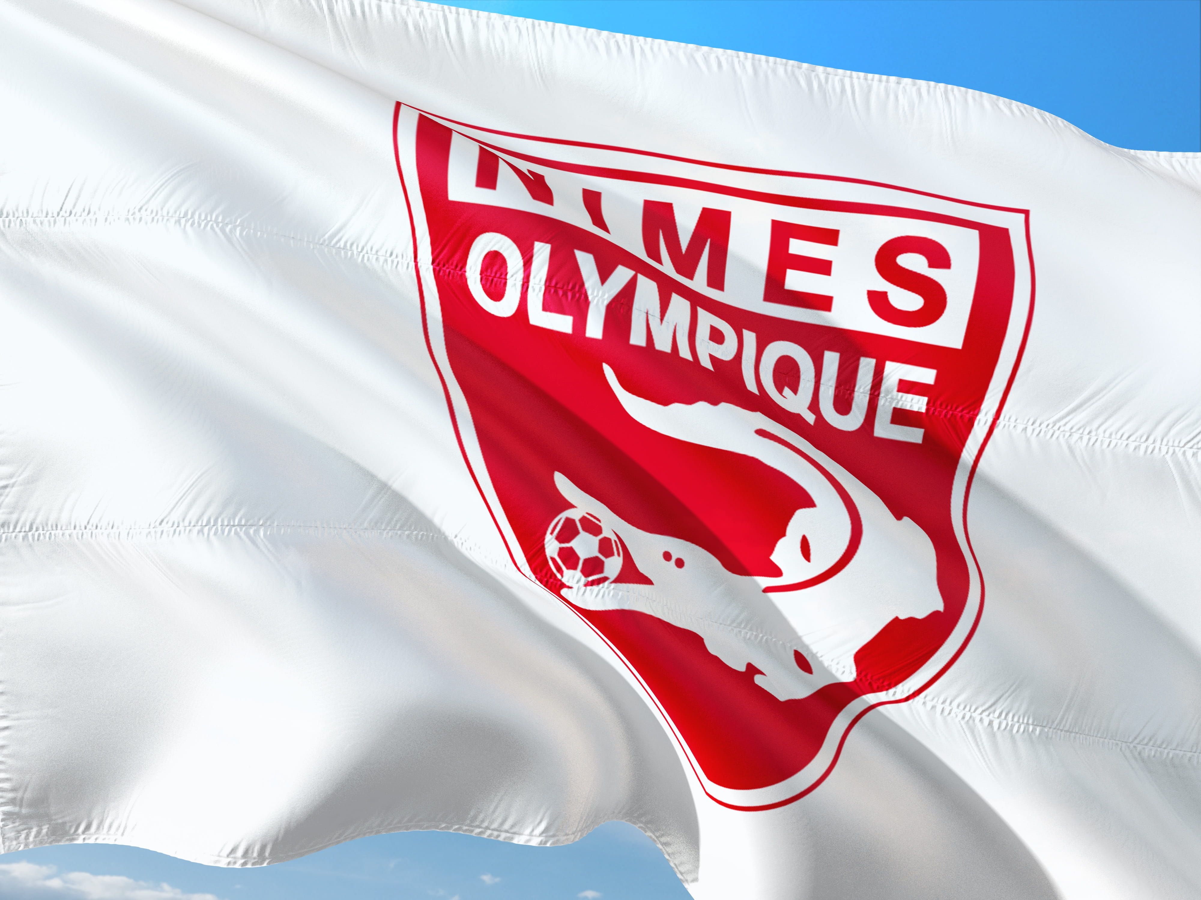 outdoors, olypique nimes, nature, football, day, flag, positive emotion, international, full frame, white color, sport, no people, environment, sunlight, HD Wallpaper