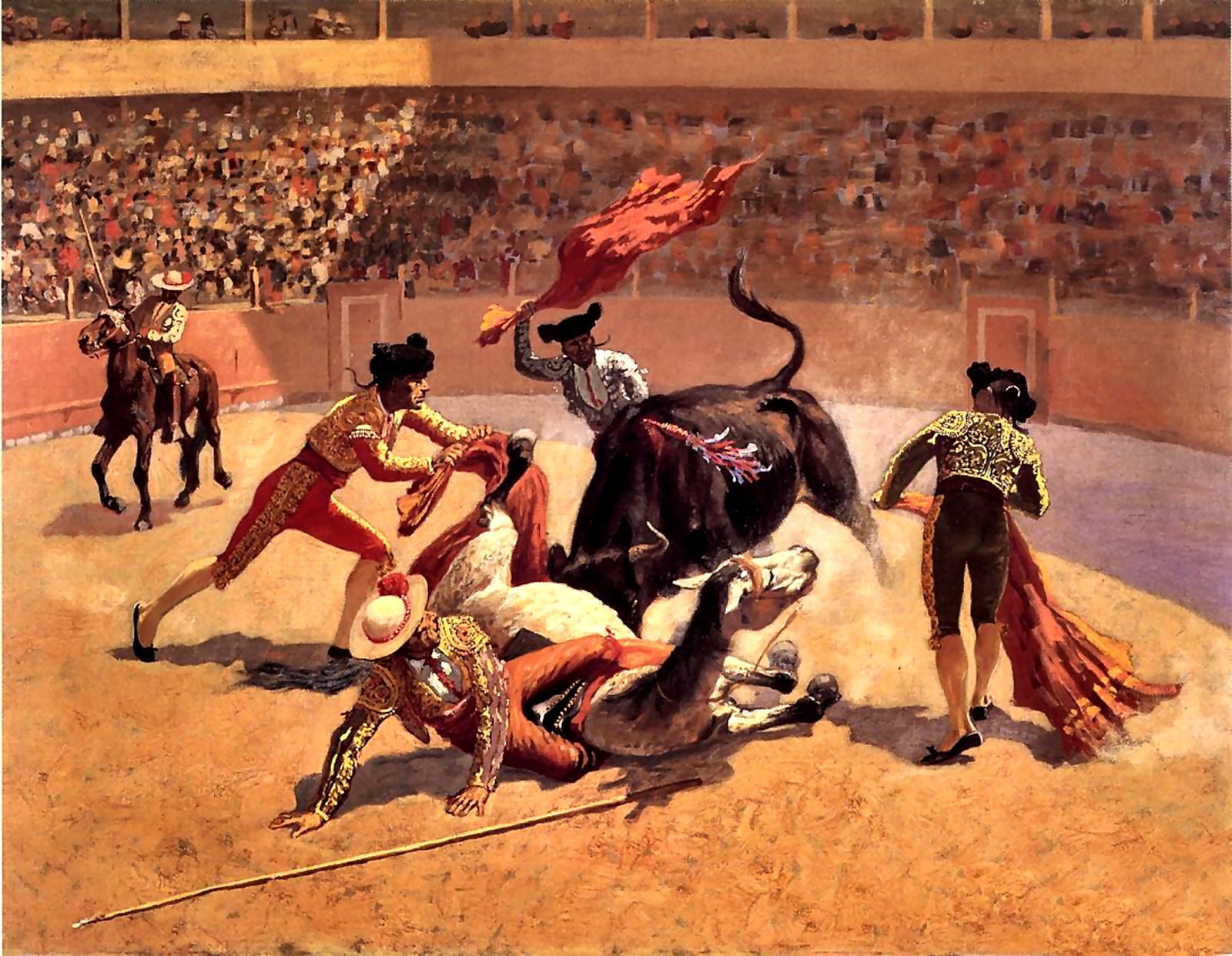 day, illustration, group of people, large group of people, human representation, artwork, leisure activity, beautiful, real people, matadors, women, fight, HD Wallpaper
