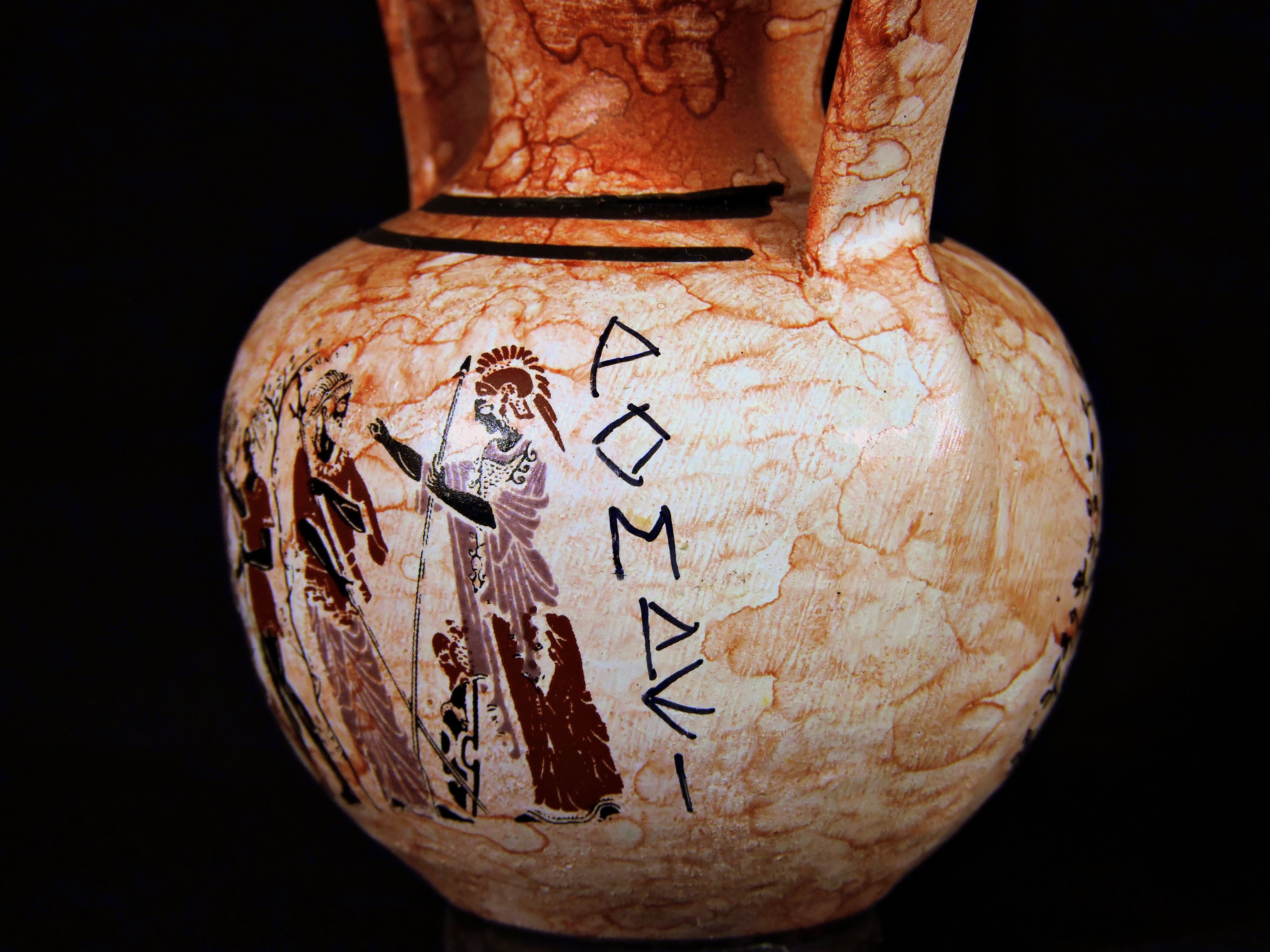 single object, ancient, antique, text, red, beauty, history, old, creativity, 4K, close-up, indoors, vase, container, italy, amphora, pompeii, no people, HD Wallpaper