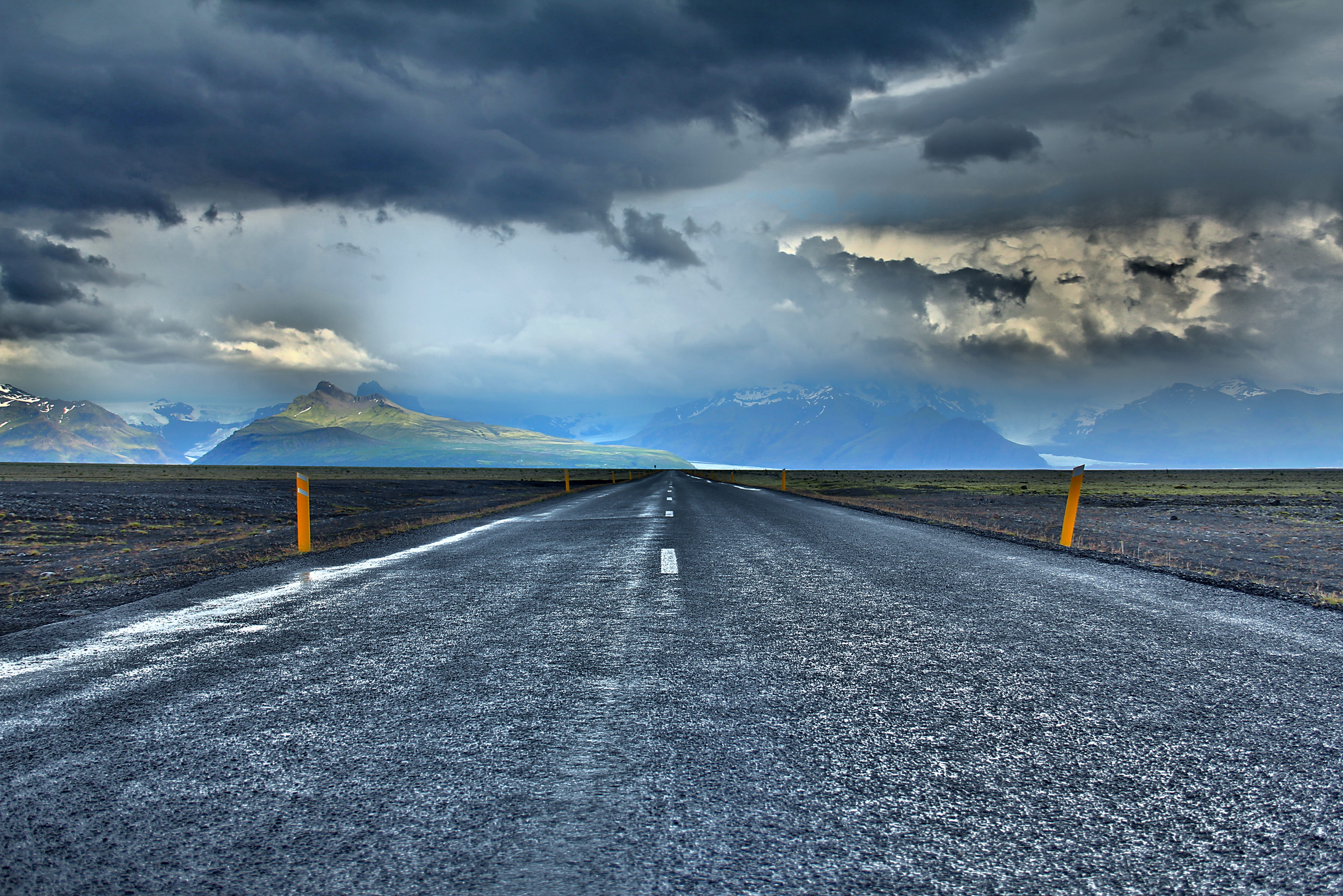 sky, cloudy, straight, journey, highway, land, outdoors, cloudscape, near, storm cloud, road, scenics - nature, country, vanishing point, asphalt, dividing line, HD Wallpaper