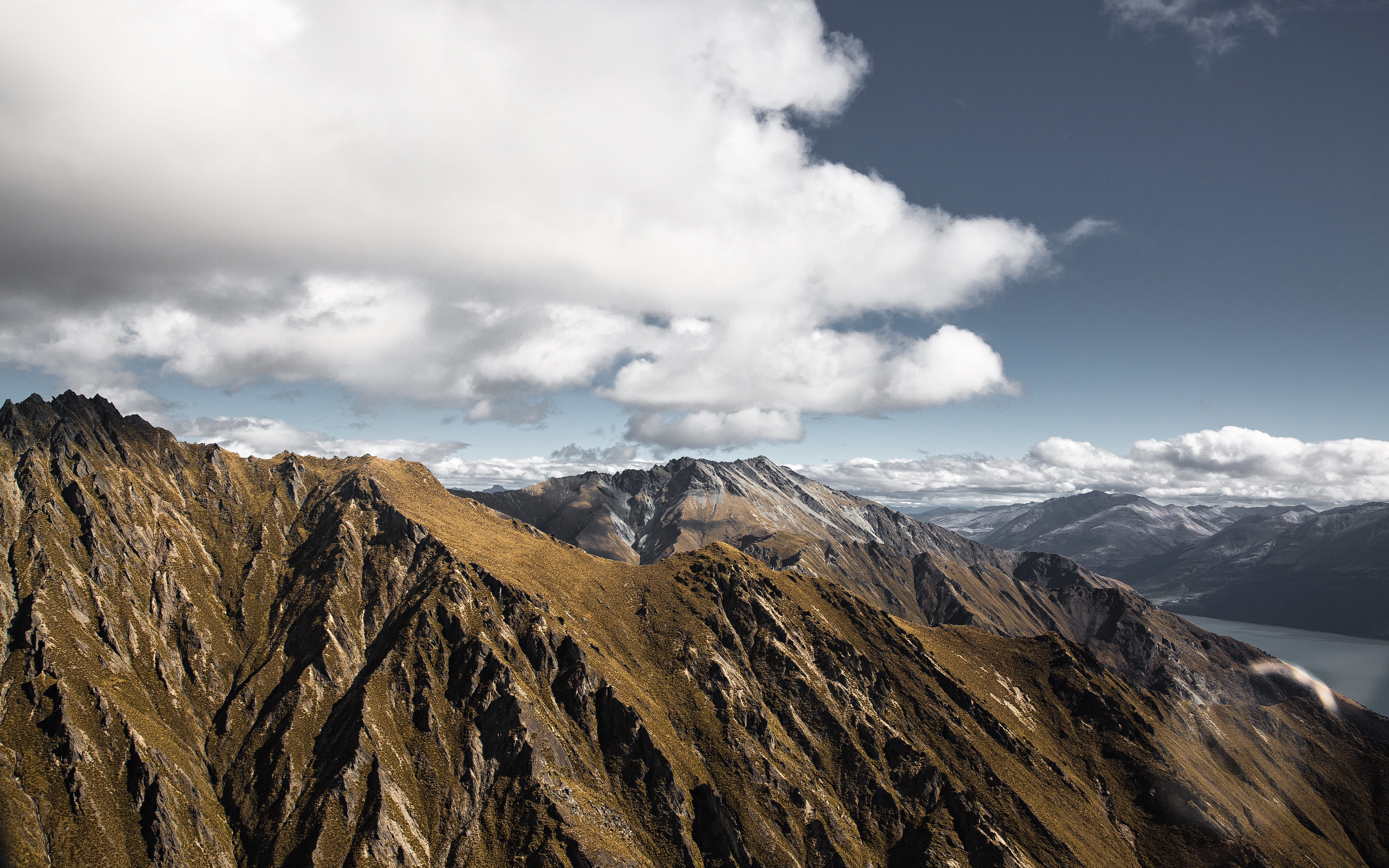 flight, nature, non-urban scene, cloud - sky, cold temperature, texture, 5K, mountain, rough, sky, white, no people, cliff, landscape, environment, aerial, HD Wallpaper