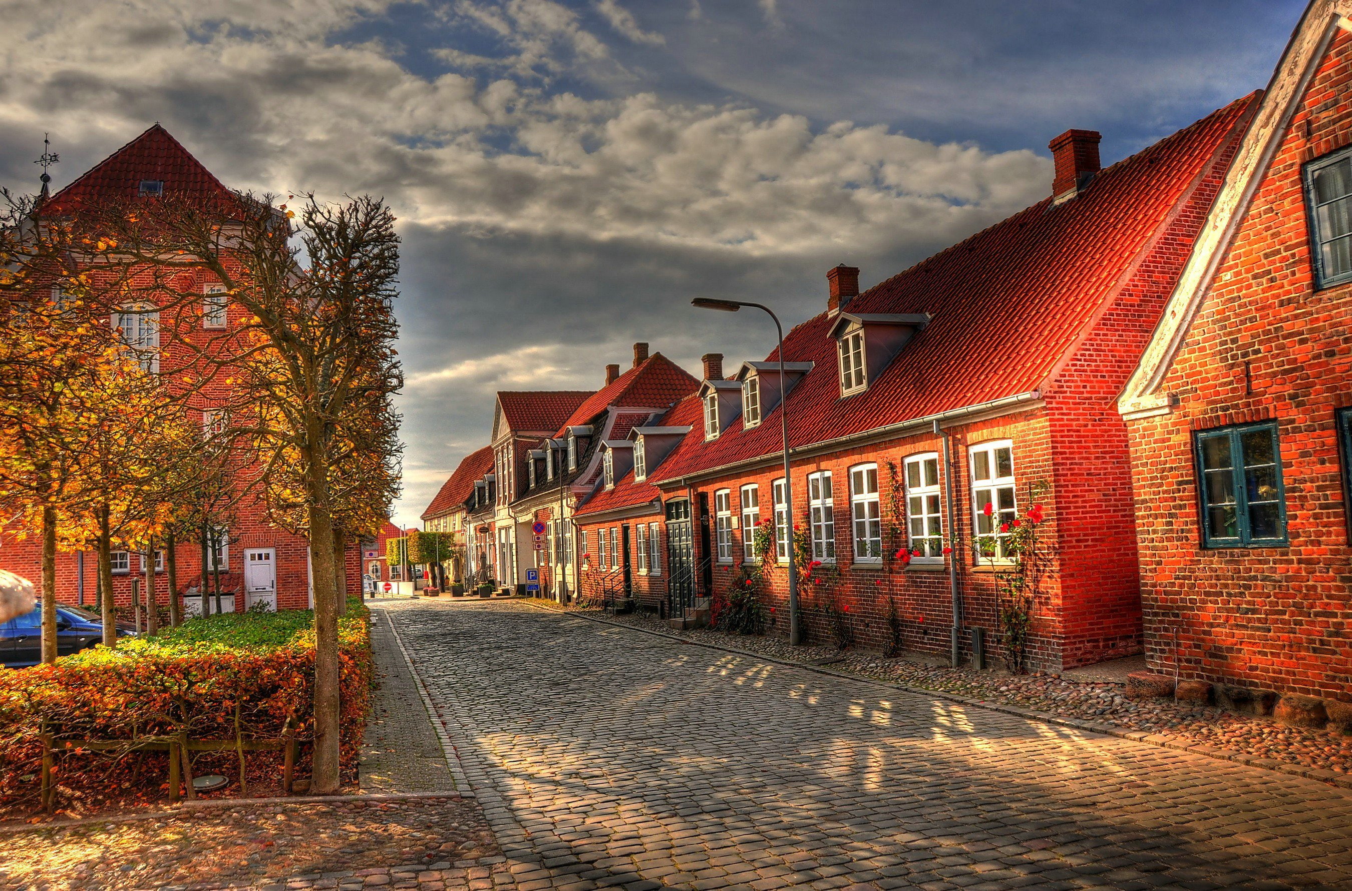 the way forward, red, white, houses, no people, footpath, house, day, sky, architecture, building, outdoors, road, concrete, built structure, cloud - sky, HD Wallpaper