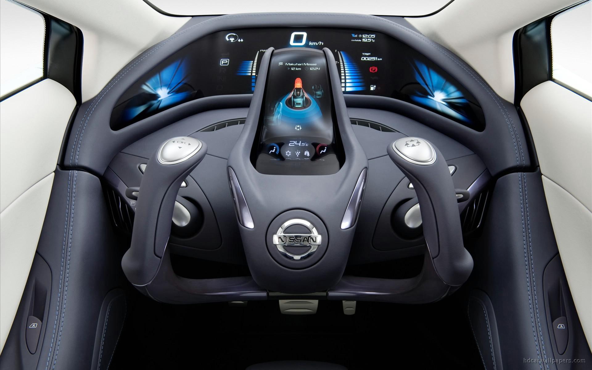steering, nissan, 1080P, interior, land, car, black, silver, cars, concept, glider, wheel, HD Wallpaper