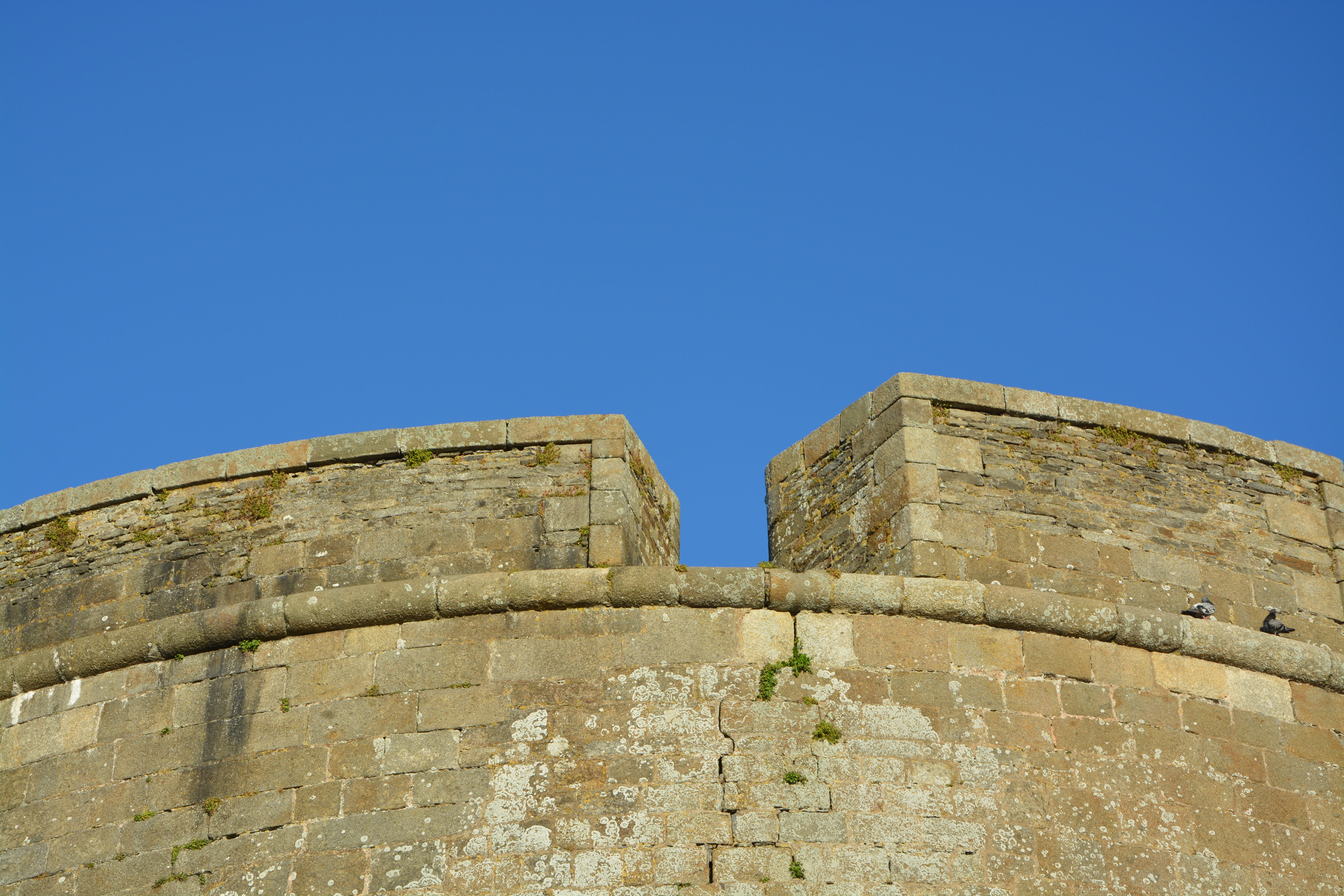 copy space, brittany, building exterior, sky, castle, stone wall, ruined, architecture, rampart, france, fortified wall, ancient, low angle view, outdoors, HD Wallpaper