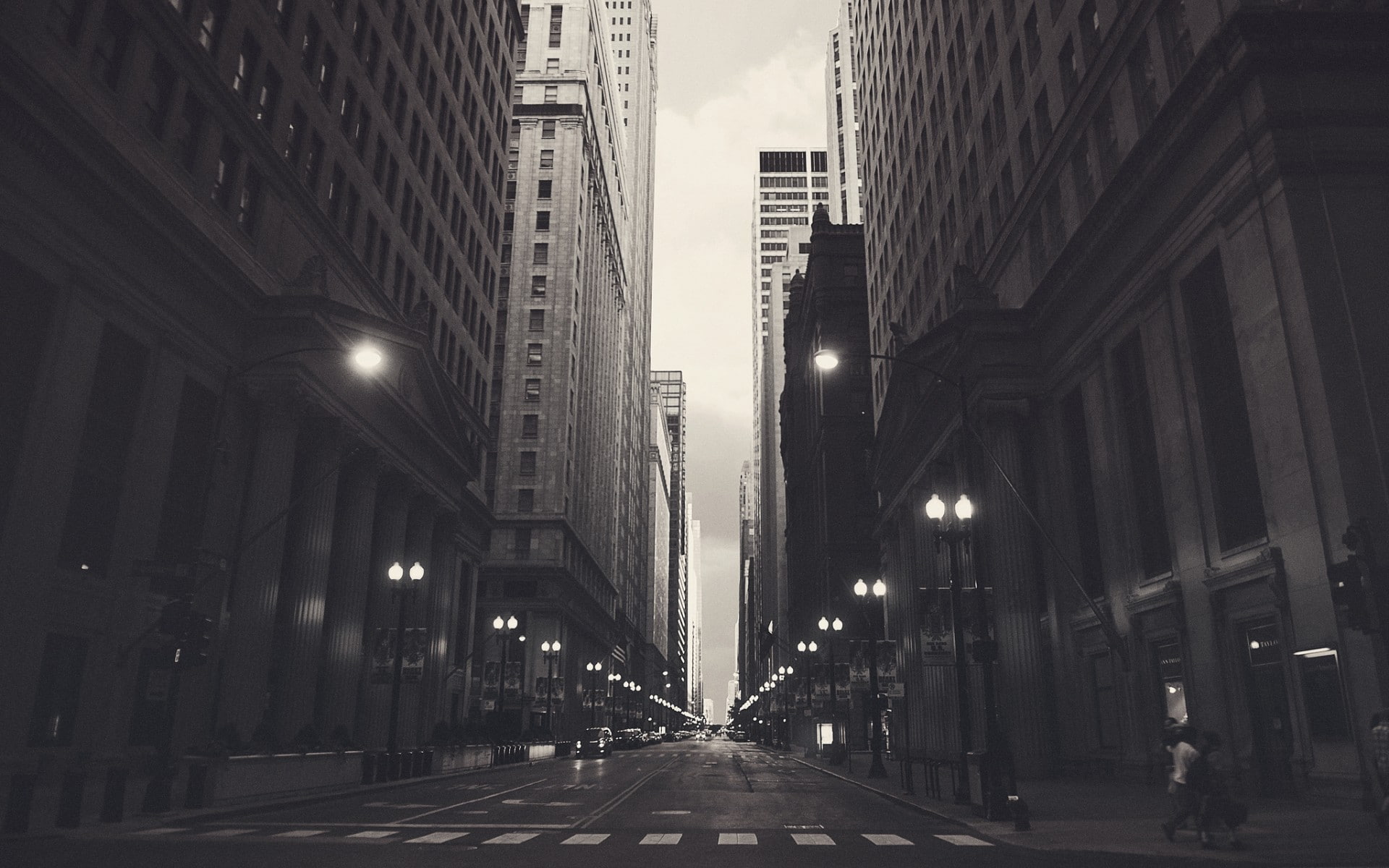 city, road, 1080P, gray, Chicago, sepia, cityscape, HD Wallpaper
