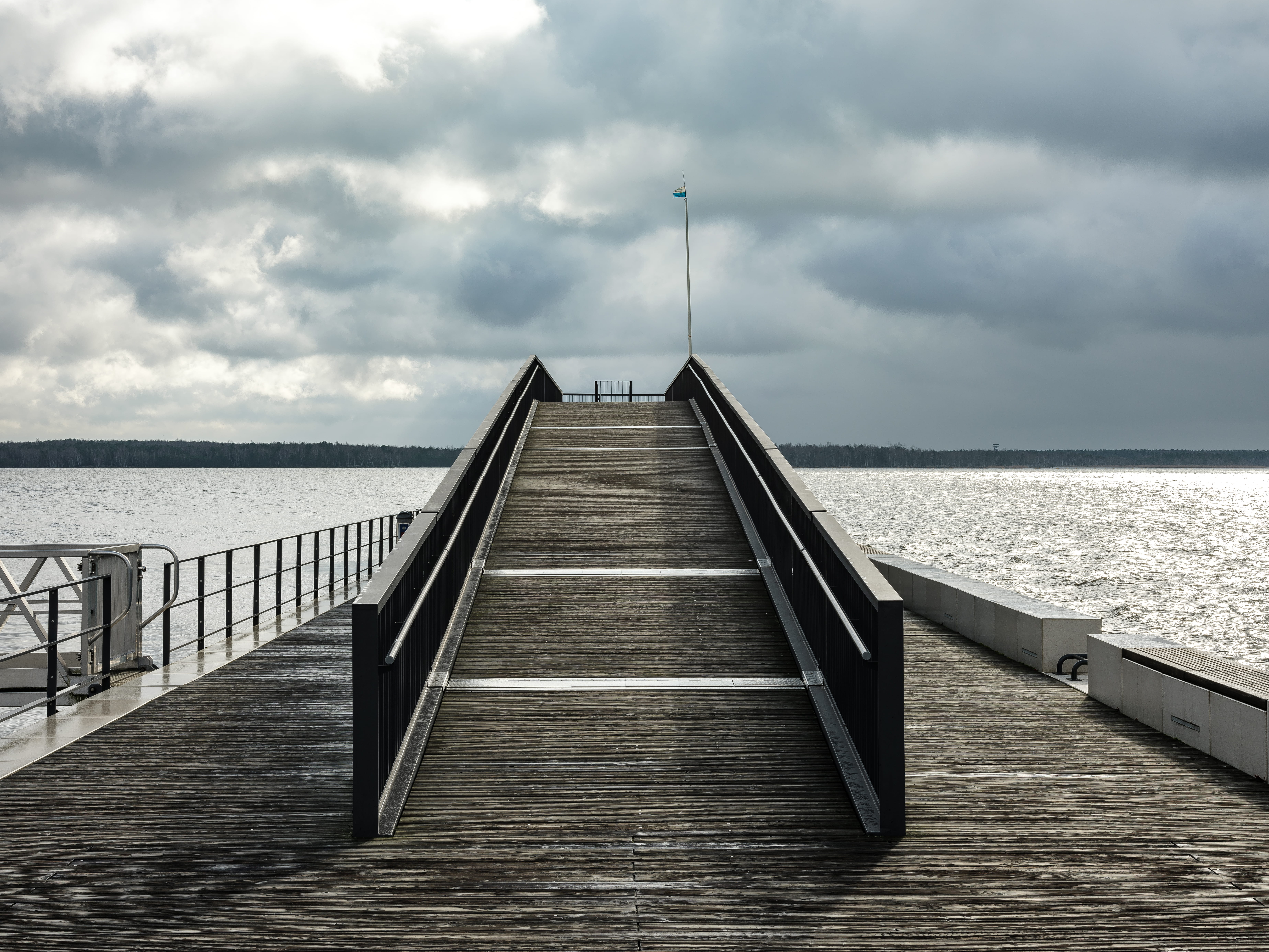 the way forward, cloud - sky, handrail, boardwalk, building, pier, outdoors, scenics - nature, beauty in nature, boat, wood - material, vehicle, path, horizon over water, HD Wallpaper
