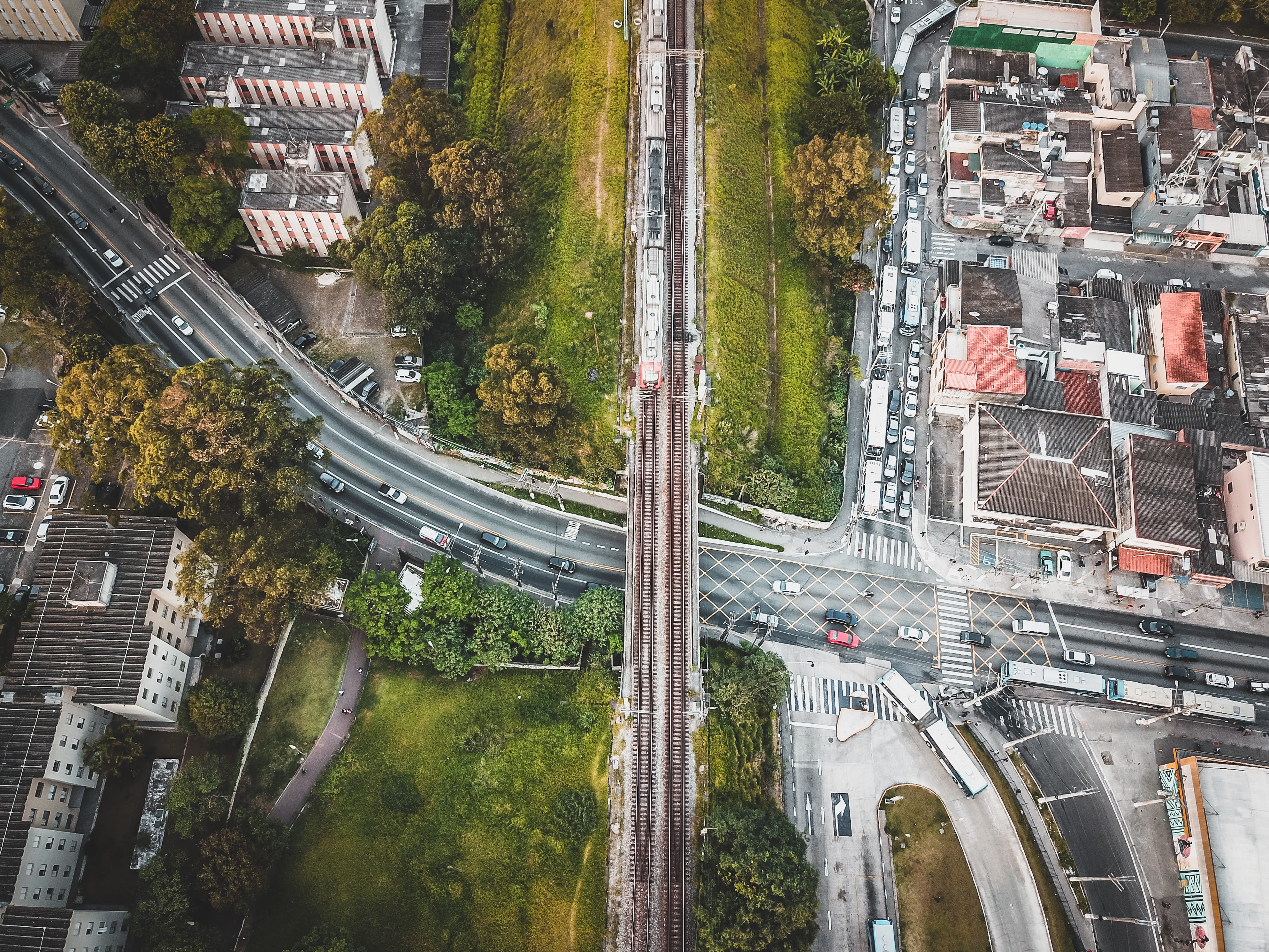 metropolis, cityscape, amphitheater, town, road, scenery, track, daytime, aerial, architecture, built structure, high angle view, intersection, way, aerial view, HD Wallpaper