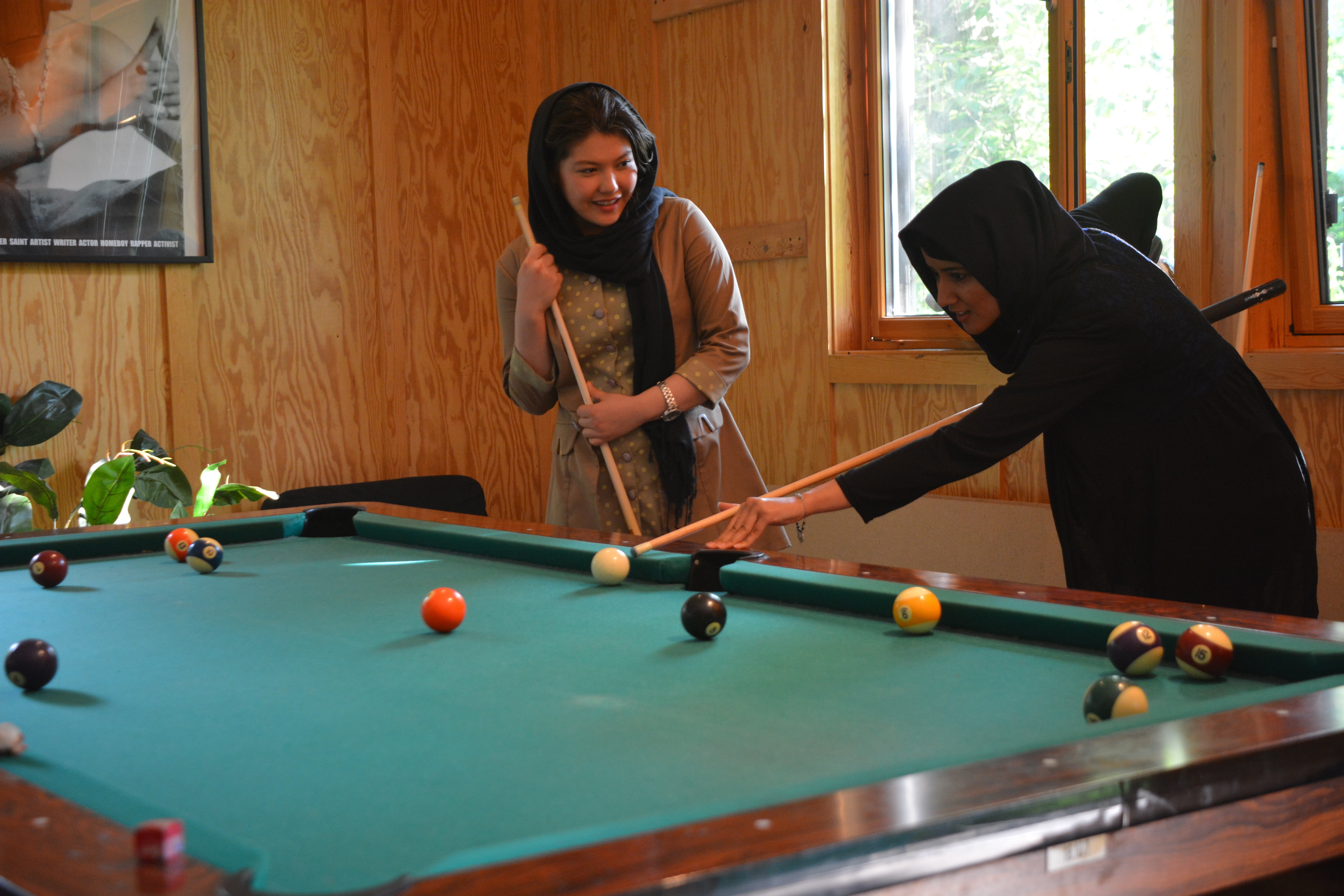 women, 5K, youth centre, laugh, young, play, fun, happy, joy, real people, pool - cue sport, afghanistan, arts culture and entertainment, billiards, bending, HD Wallpaper