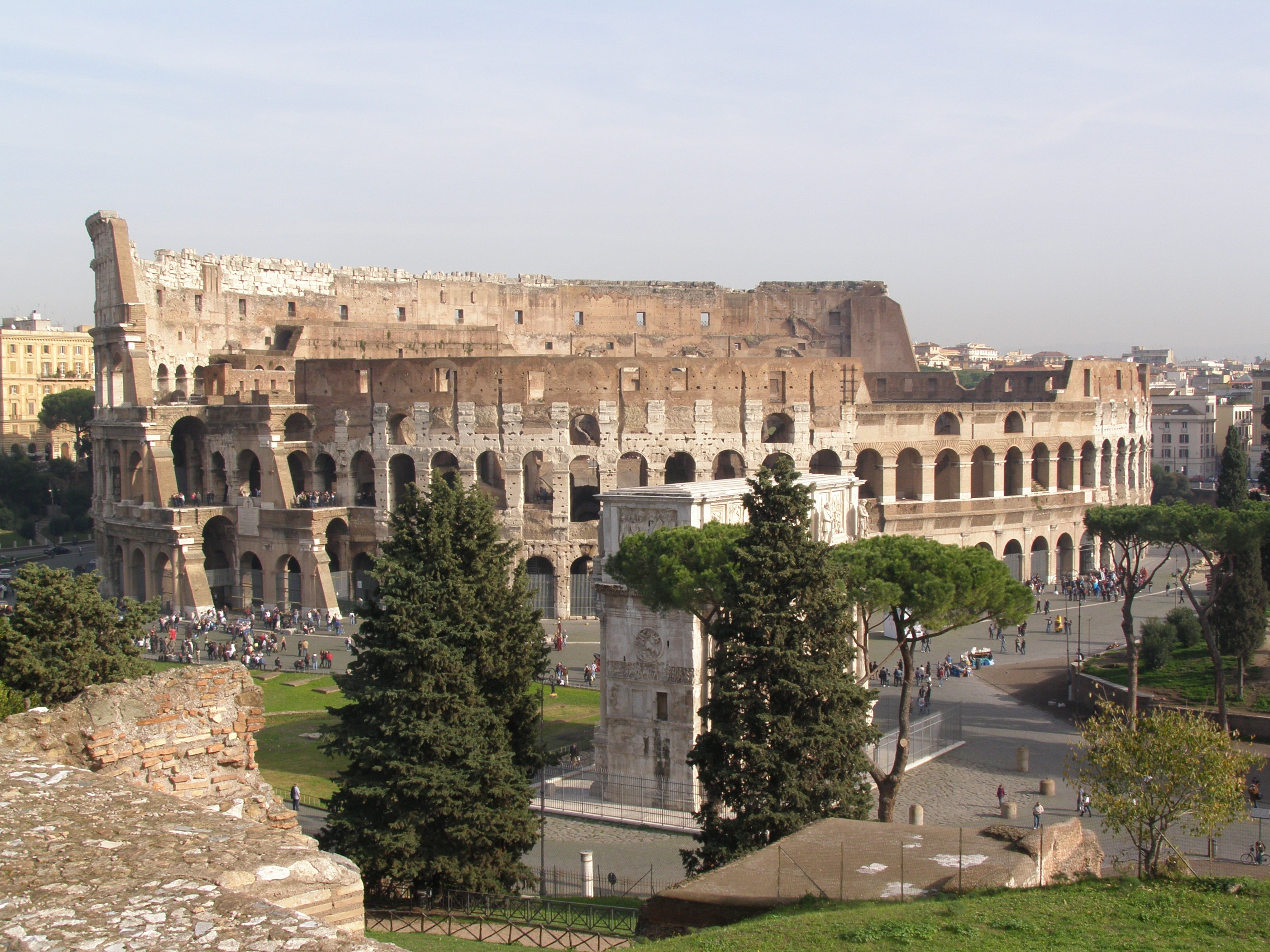 rome, archaeology, building exterior, architecture, travel destinations, travel, overview, the past, tree, plant, amphitheatre, ruined, ancient civilization, HD Wallpaper