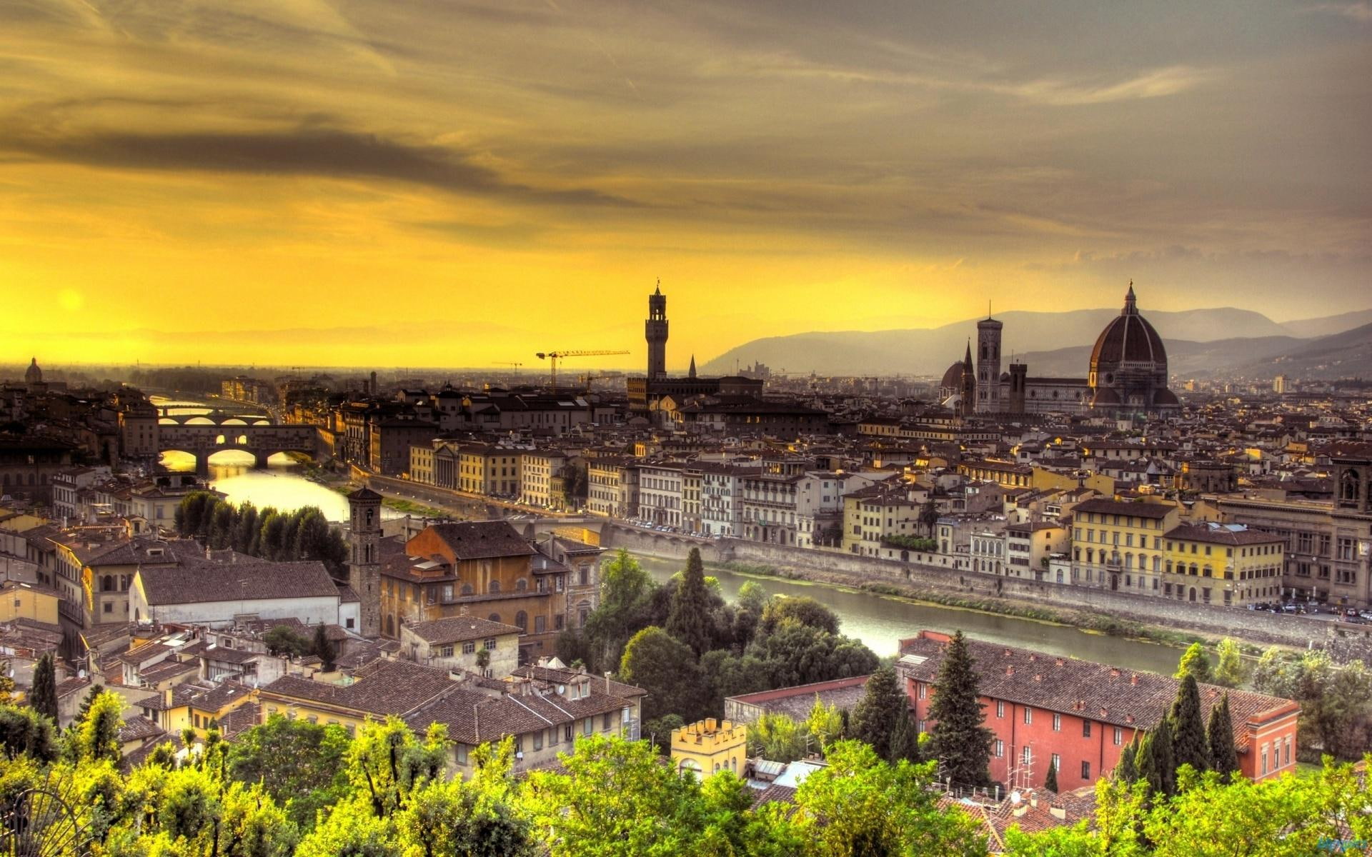sunsets, dusk, florence, italy, cityscape, sunset, nature and landscapes, 1080P, sundown, HD Wallpaper