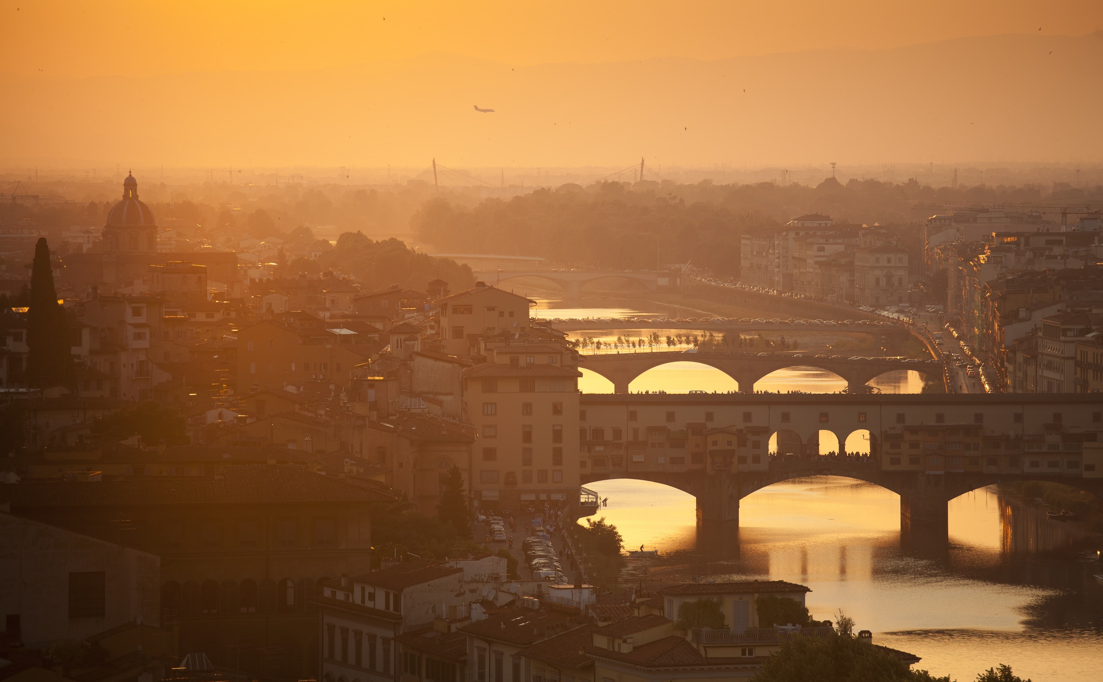 no people, travel, history, bridge, firenze, sanniccolo, travel destinations, Europe, building, Bridges, outdoors, arch bridge, florence, Golden, cityscape, HD Wallpaper