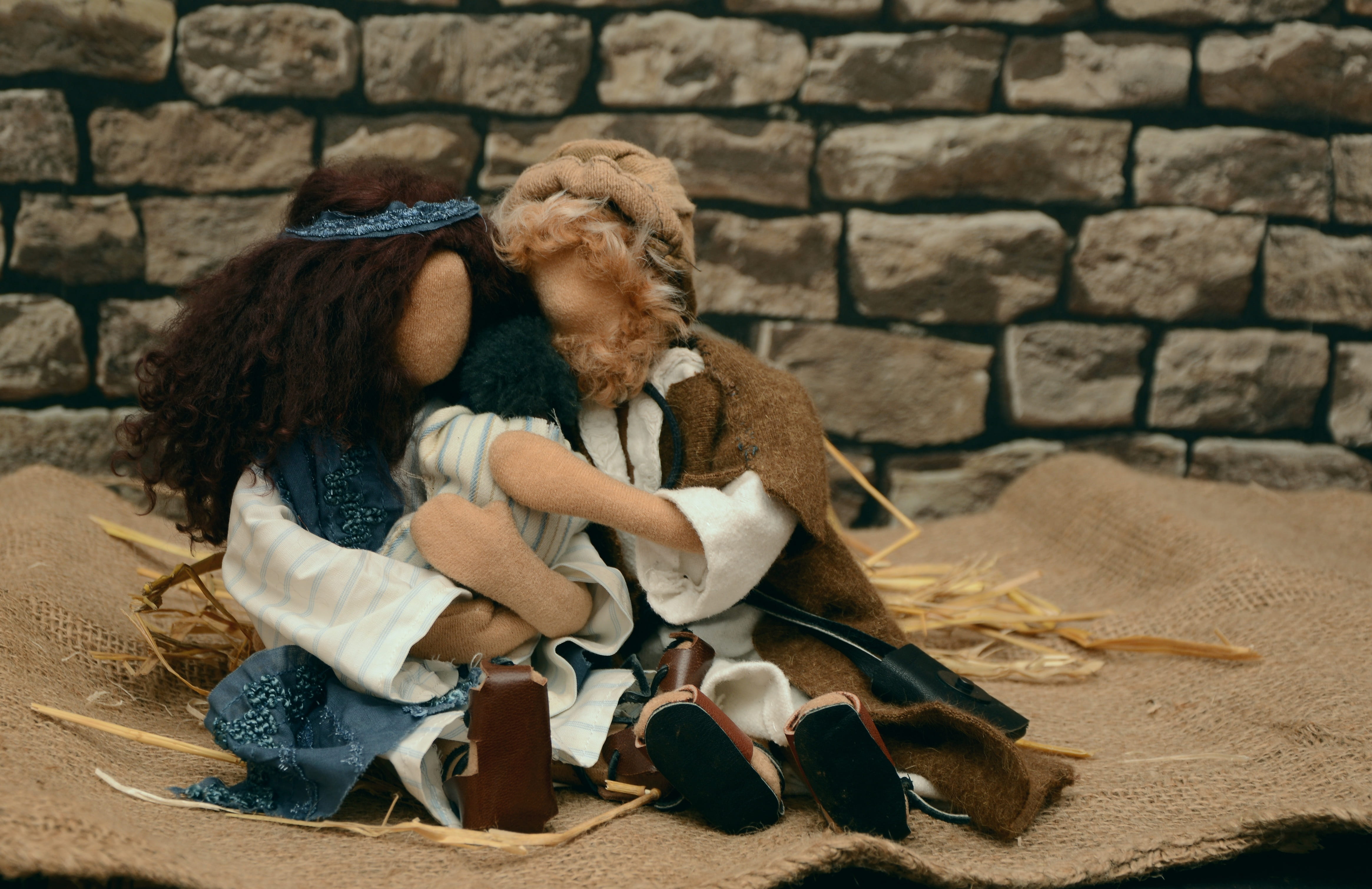 one animal, stuffed toy, full length, christian faith, domestic, brown, bethlehem, day, christmas night, canine, mary and joseph, holy night, wall - building feature, HD Wallpaper